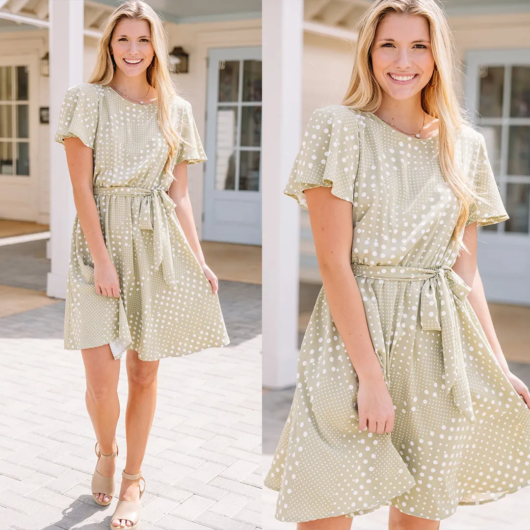 Live For You Sage Green Polka Dot Dress