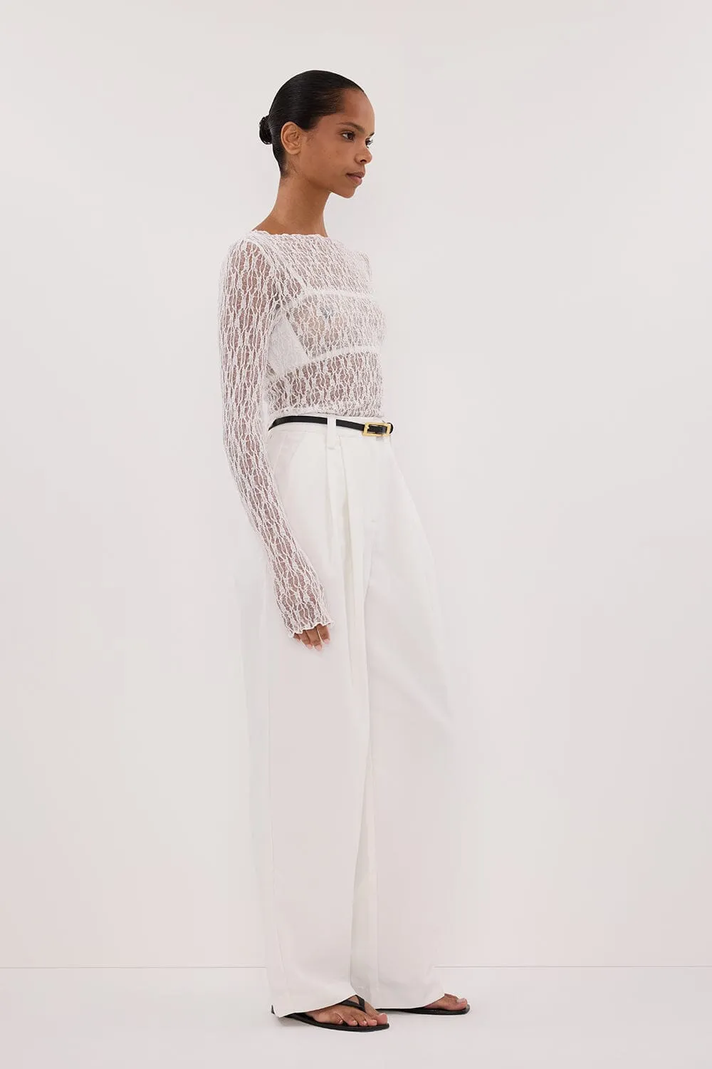 LIZZIE WHITE LACE LONG SLEEVE TOP