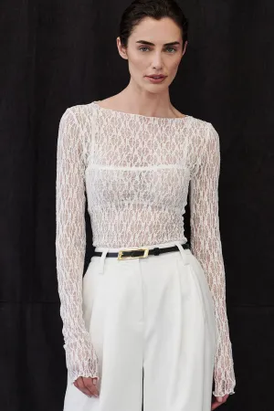 LIZZIE WHITE LACE LONG SLEEVE TOP