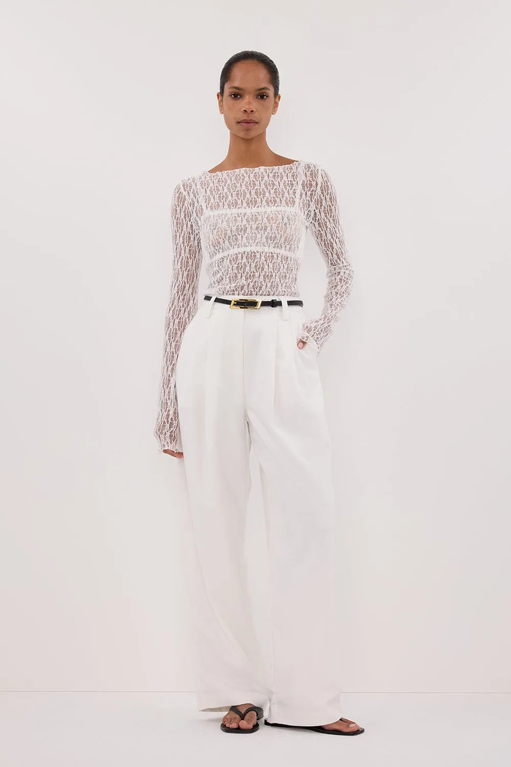 LIZZIE WHITE LACE LONG SLEEVE TOP