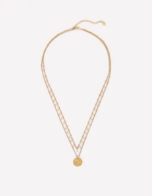 Long Line Layer Necklace-Pink