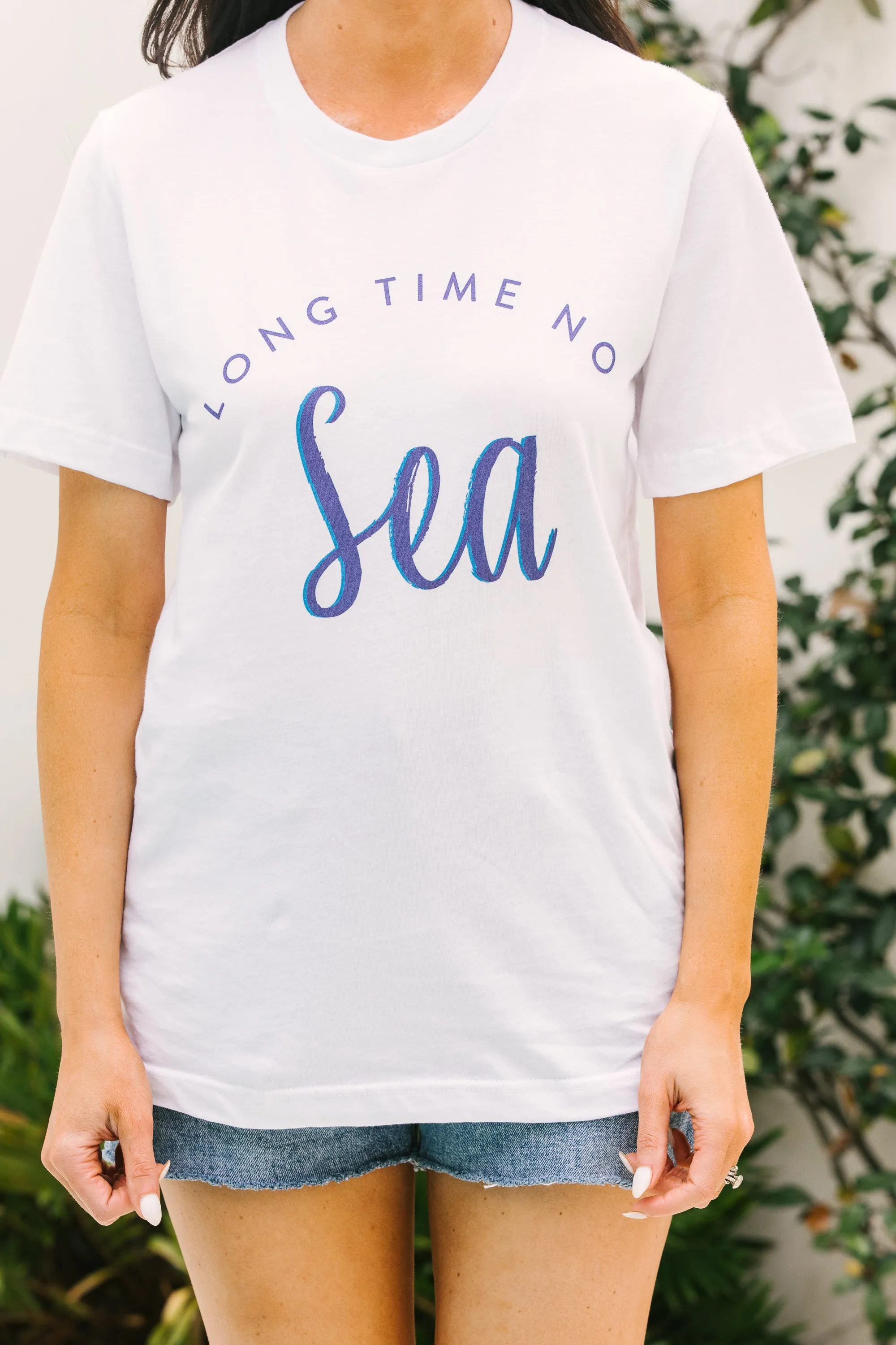 Long Time No Sea White Graphic Tee