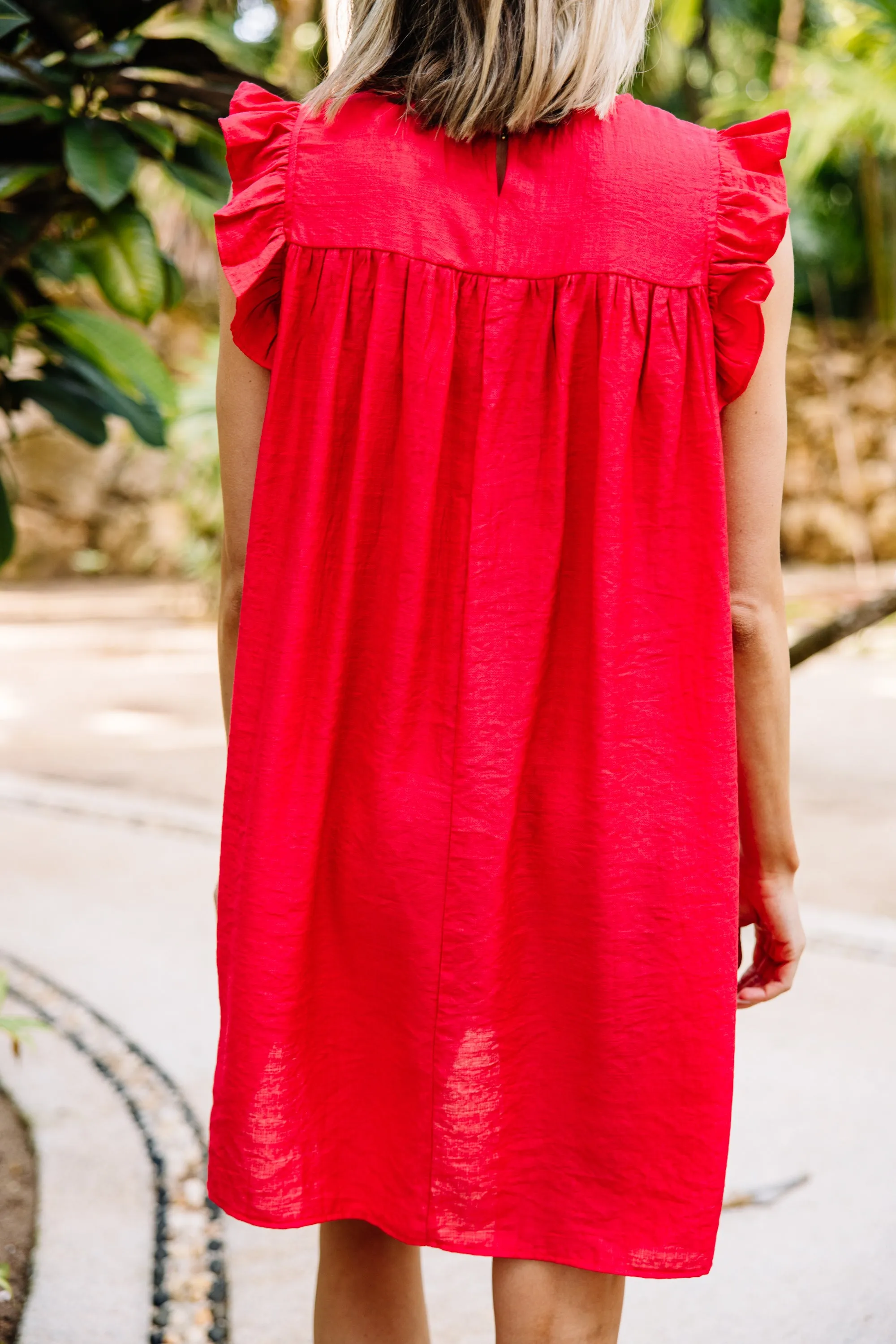 Longing For Love Cherry Red Ruffled Dress