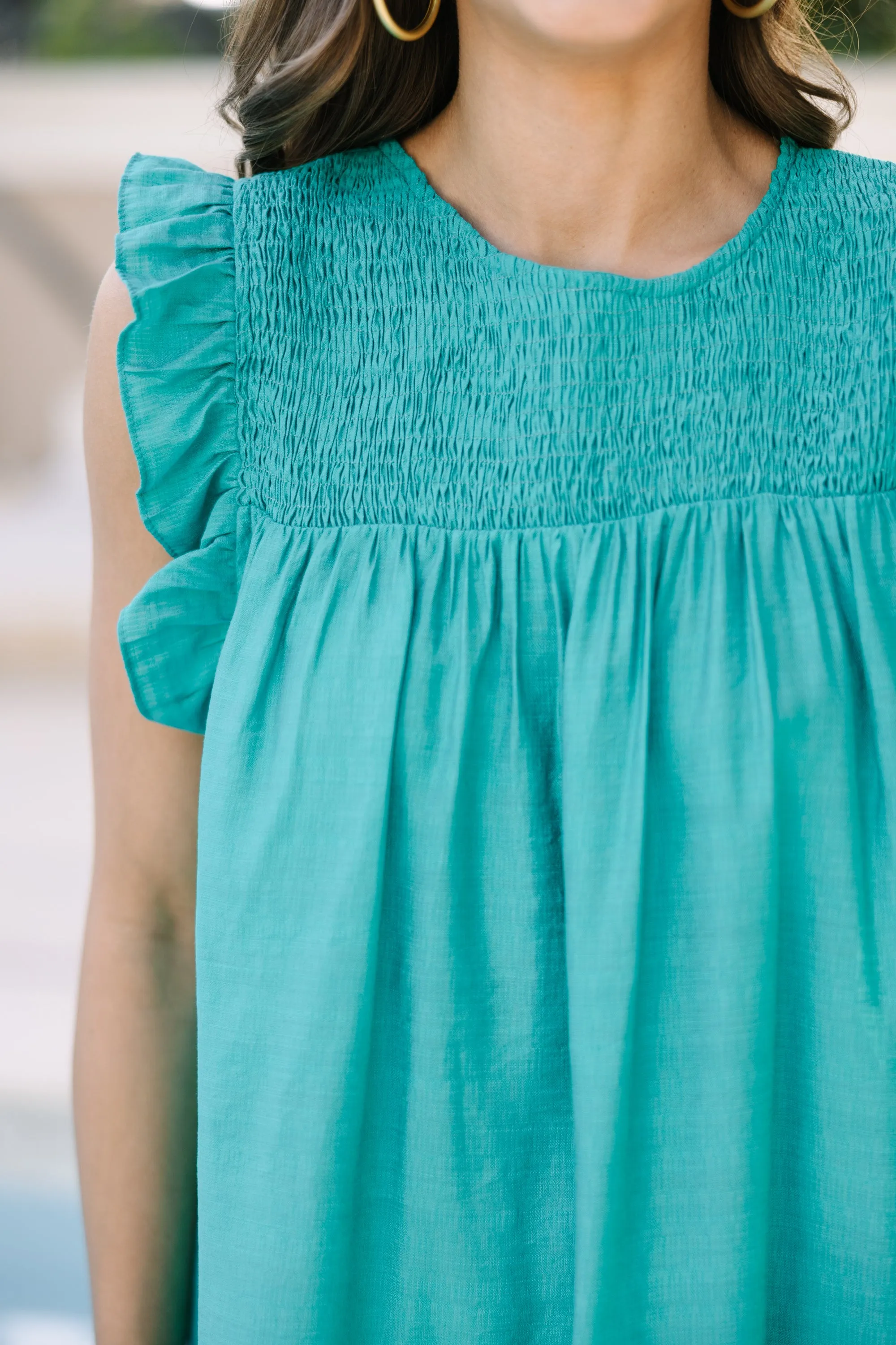 Longing For Love Green Ruffled Dress