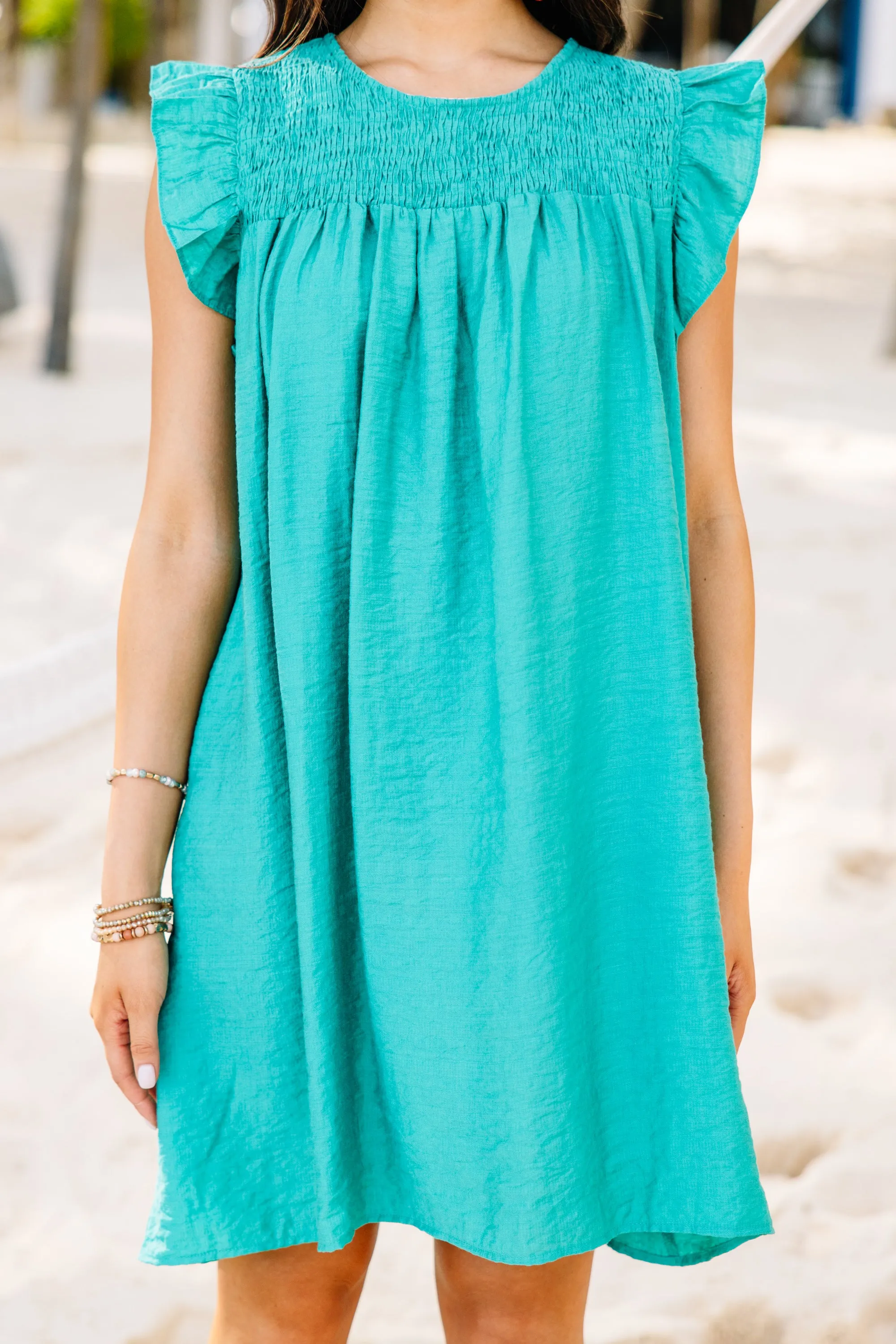 Longing For Love Teal Green Ruffled Dress