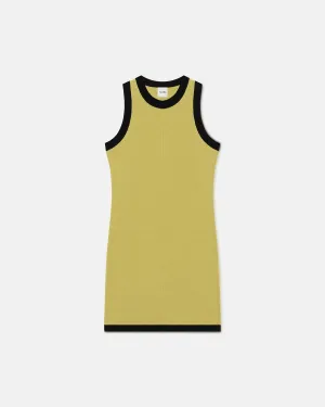Lorett - Mesh Jersey and Merino Wool Mini Dress - Pistachio/Black
