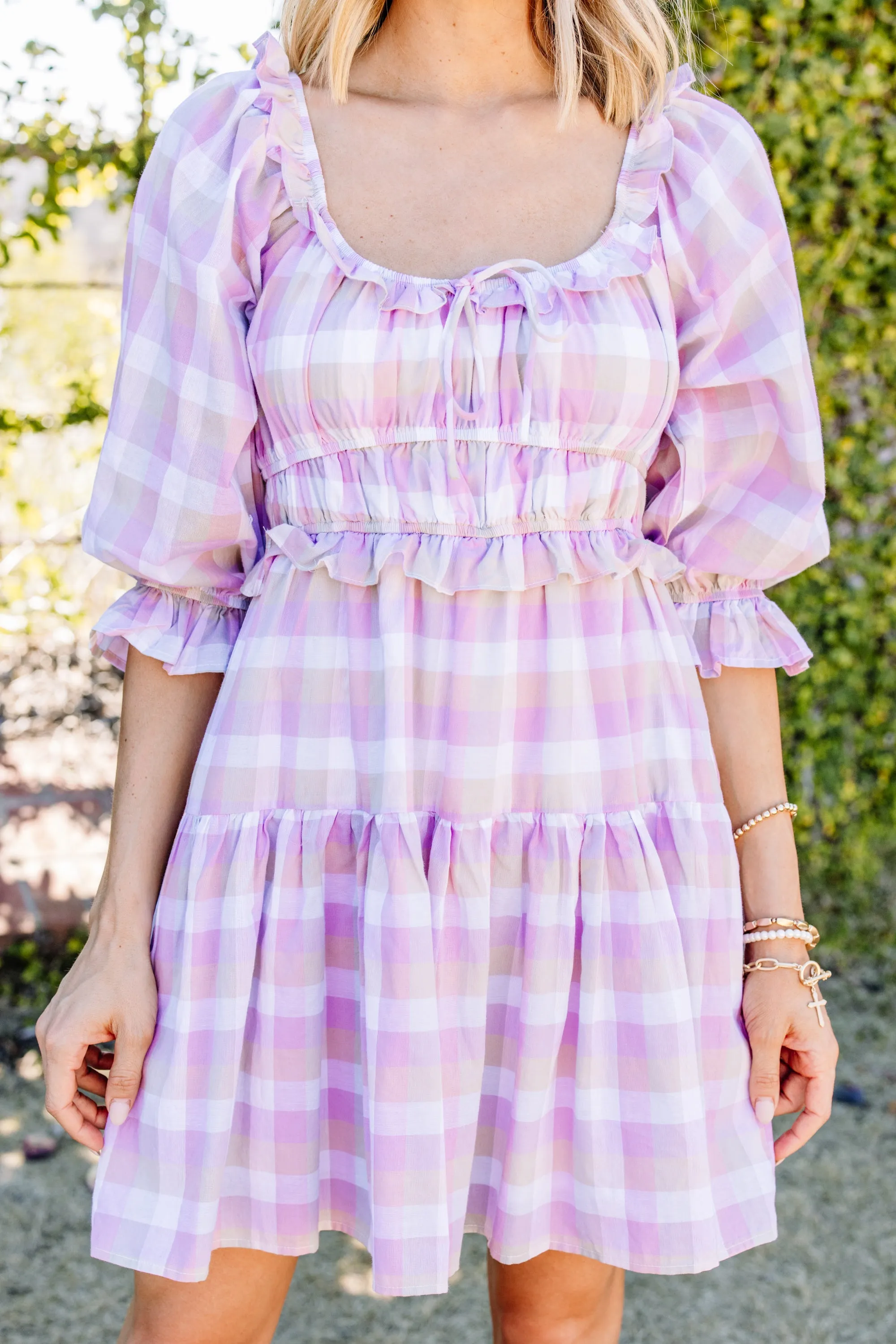 Lost In Love Lavender Purple Gingham Dress