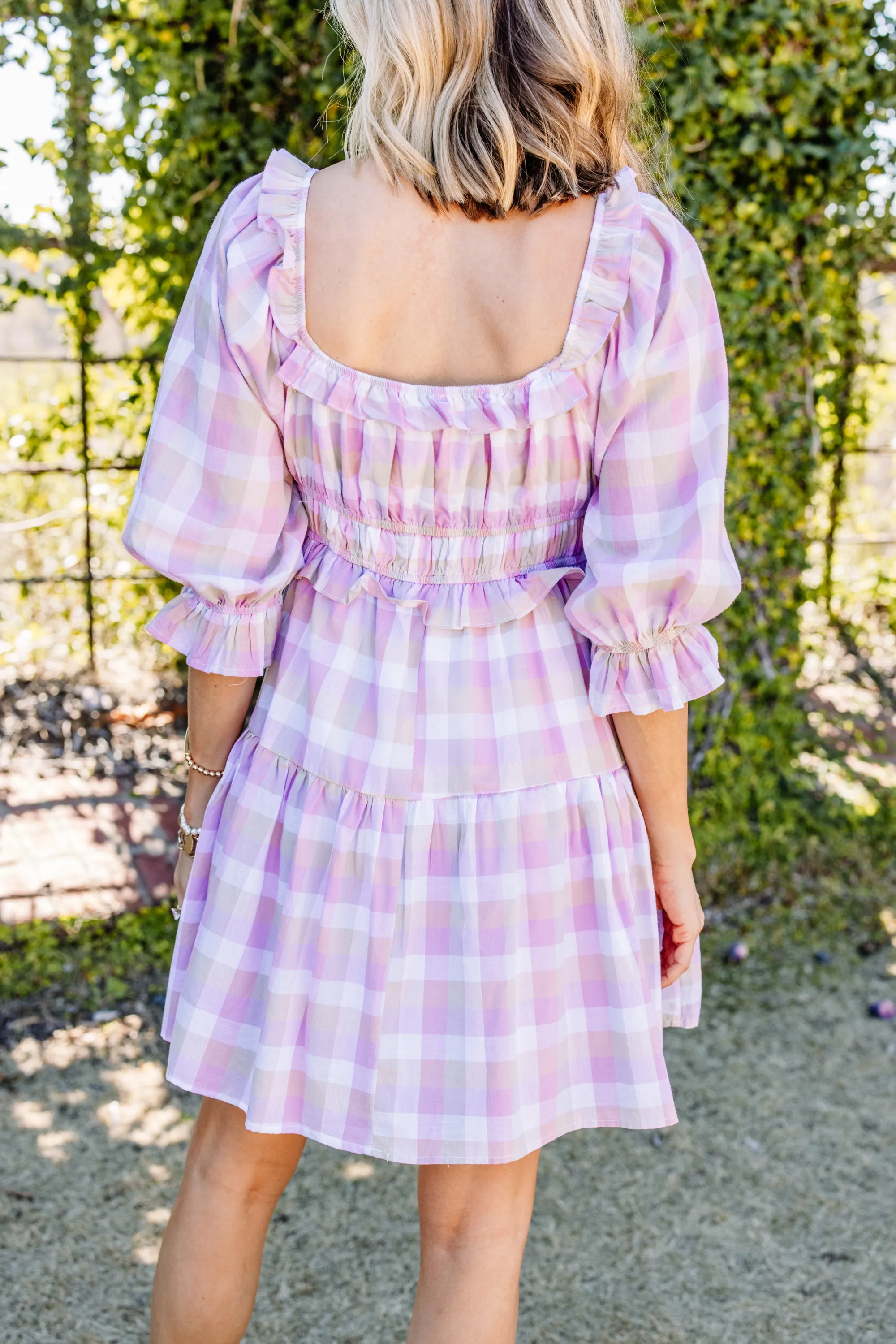 Lost In Love Lavender Purple Gingham Dress