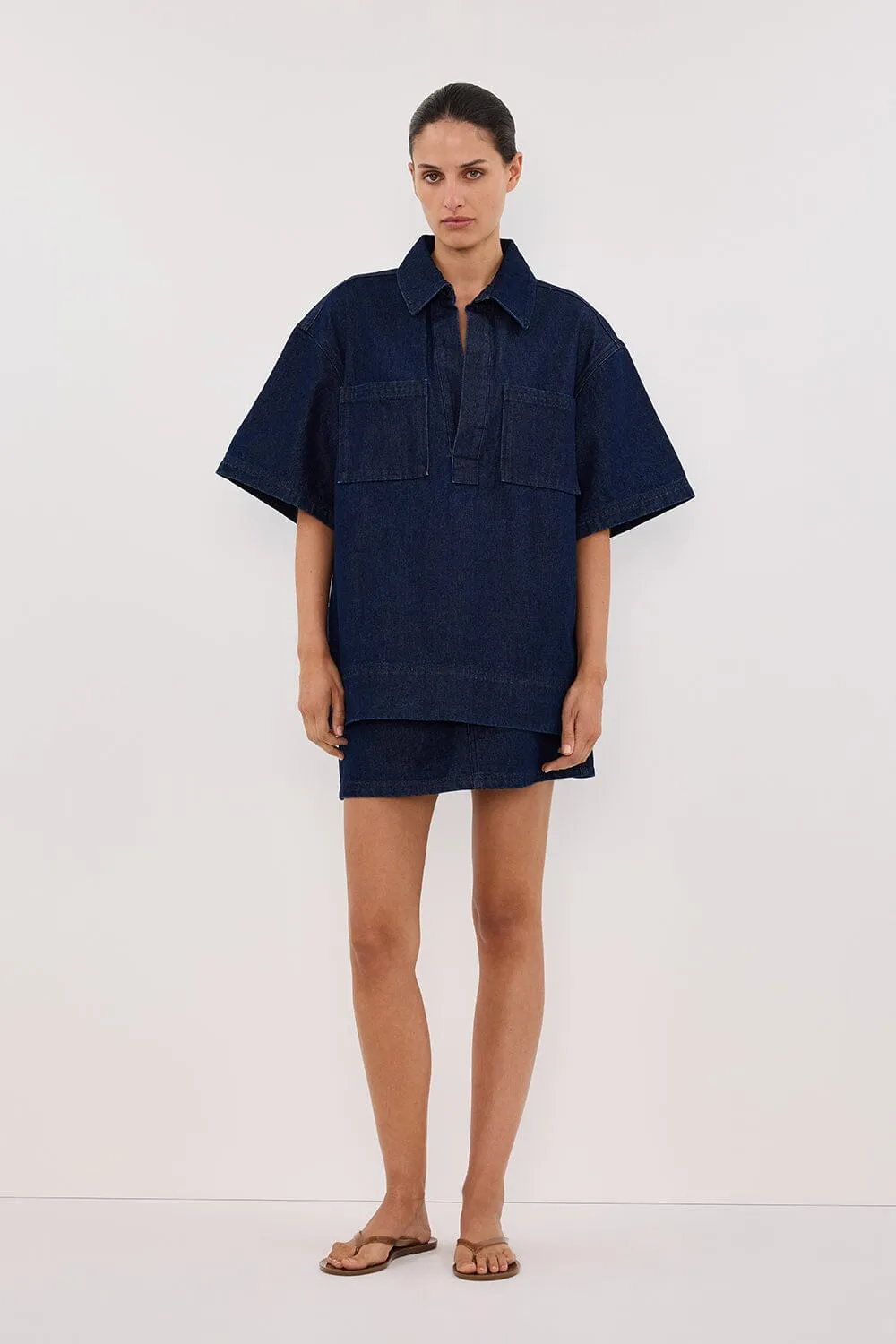 MASON INDIGO BOXY DENIM SHIRT