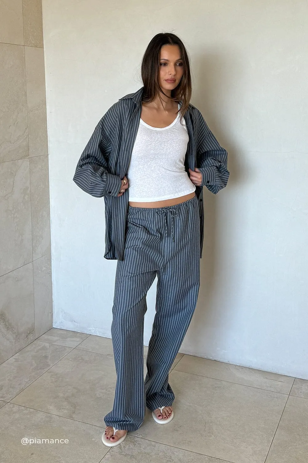 MASON SLATE STRIPE OVERSIZED SHIRT
