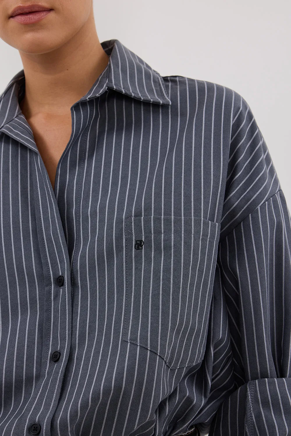 MASON SLATE STRIPE OVERSIZED SHIRT