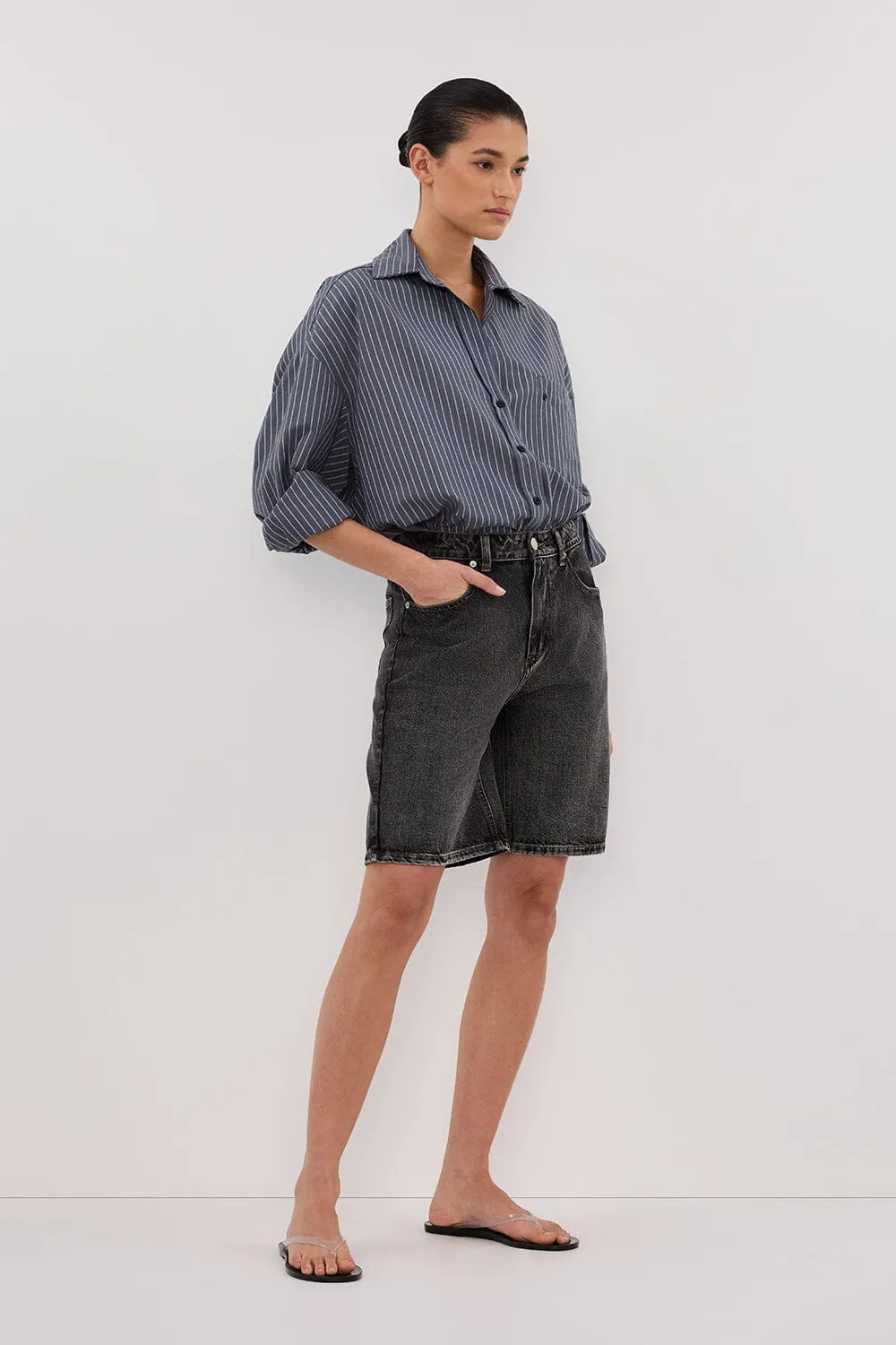 MASON SLATE STRIPE OVERSIZED SHIRT