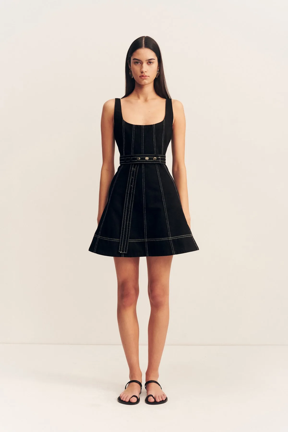MERCER BELTED MINI DRESS - BLACK