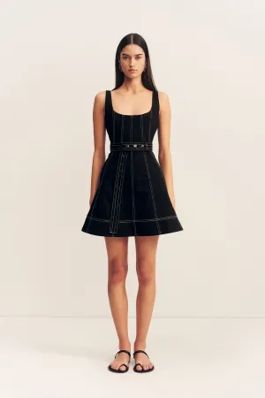 MERCER BELTED MINI DRESS - BLACK