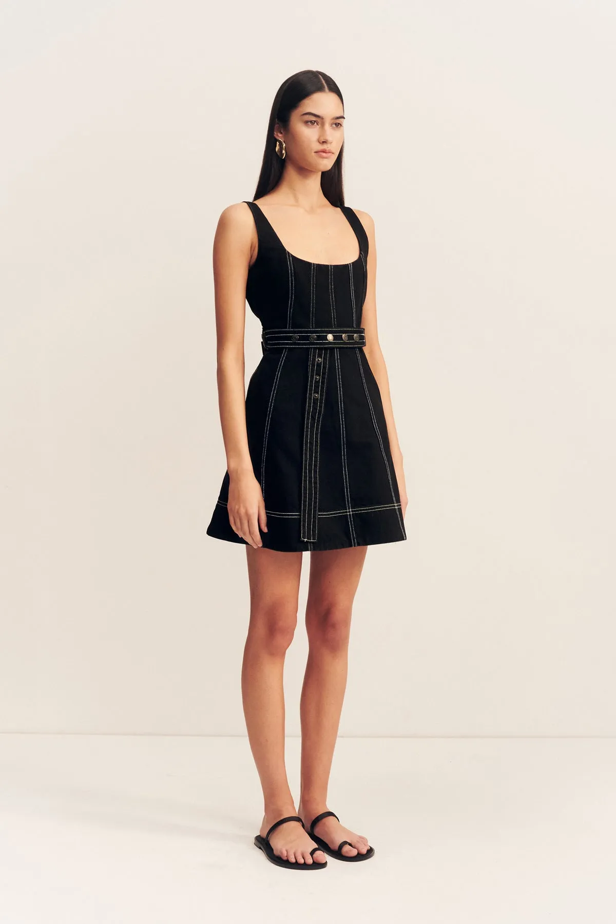 MERCER BELTED MINI DRESS - BLACK