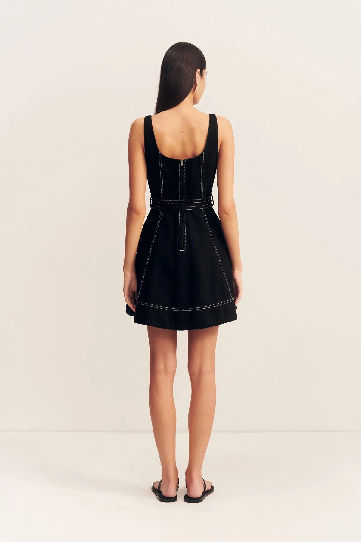 MERCER BELTED MINI DRESS - BLACK