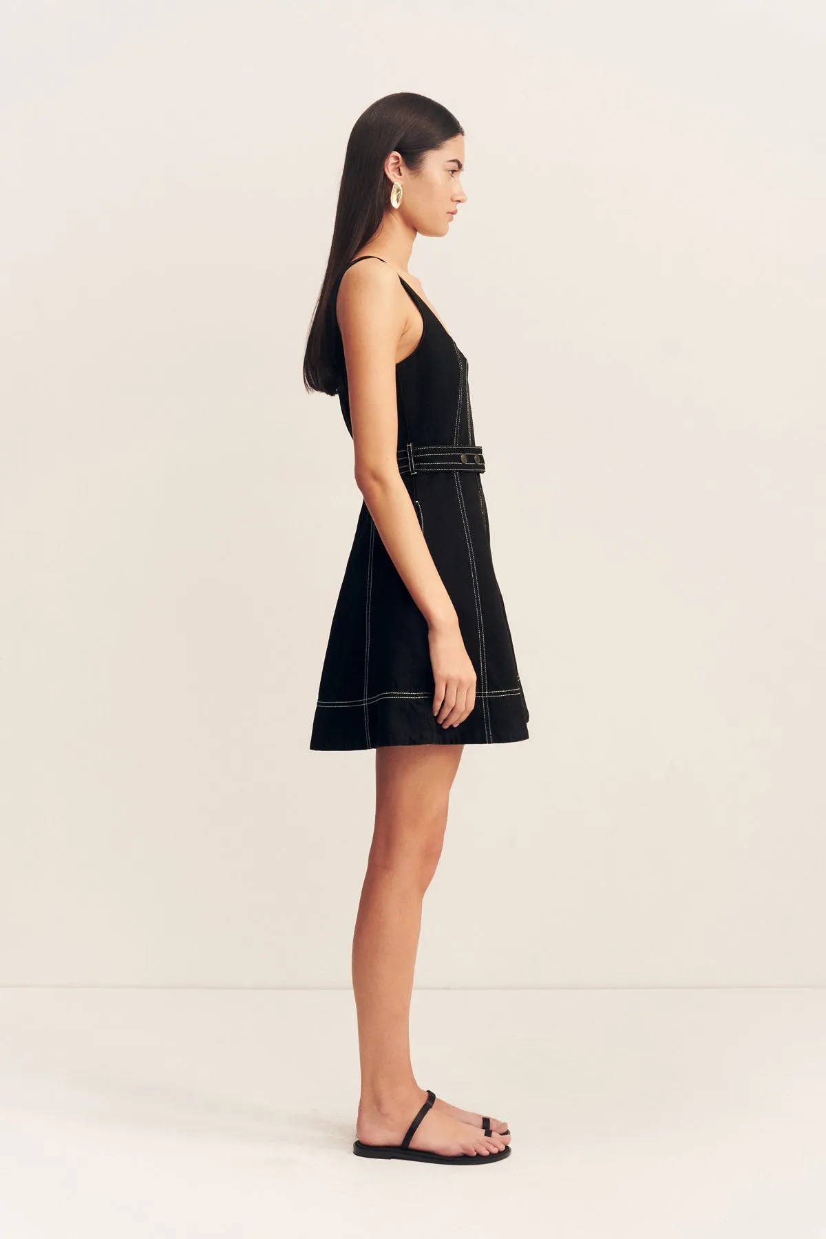 MERCER BELTED MINI DRESS - BLACK