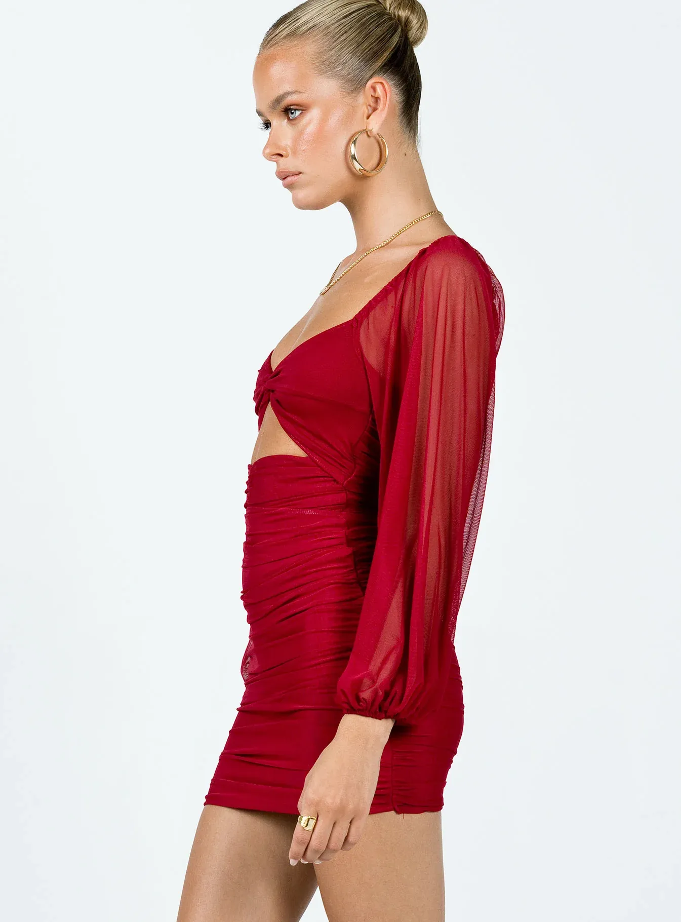 Merley Long Sleeve Mini Dress Burgundy