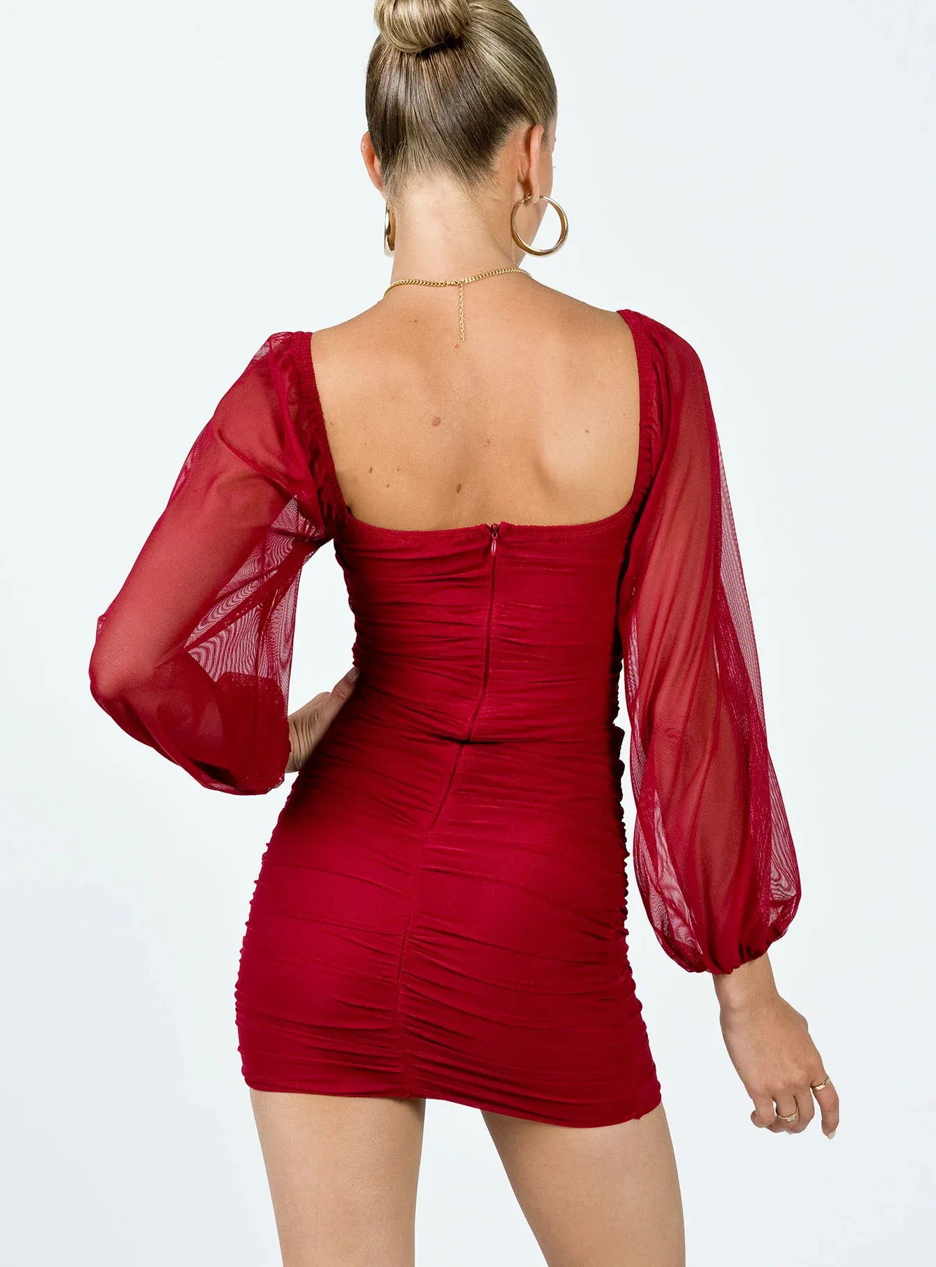 Merley Long Sleeve Mini Dress Burgundy