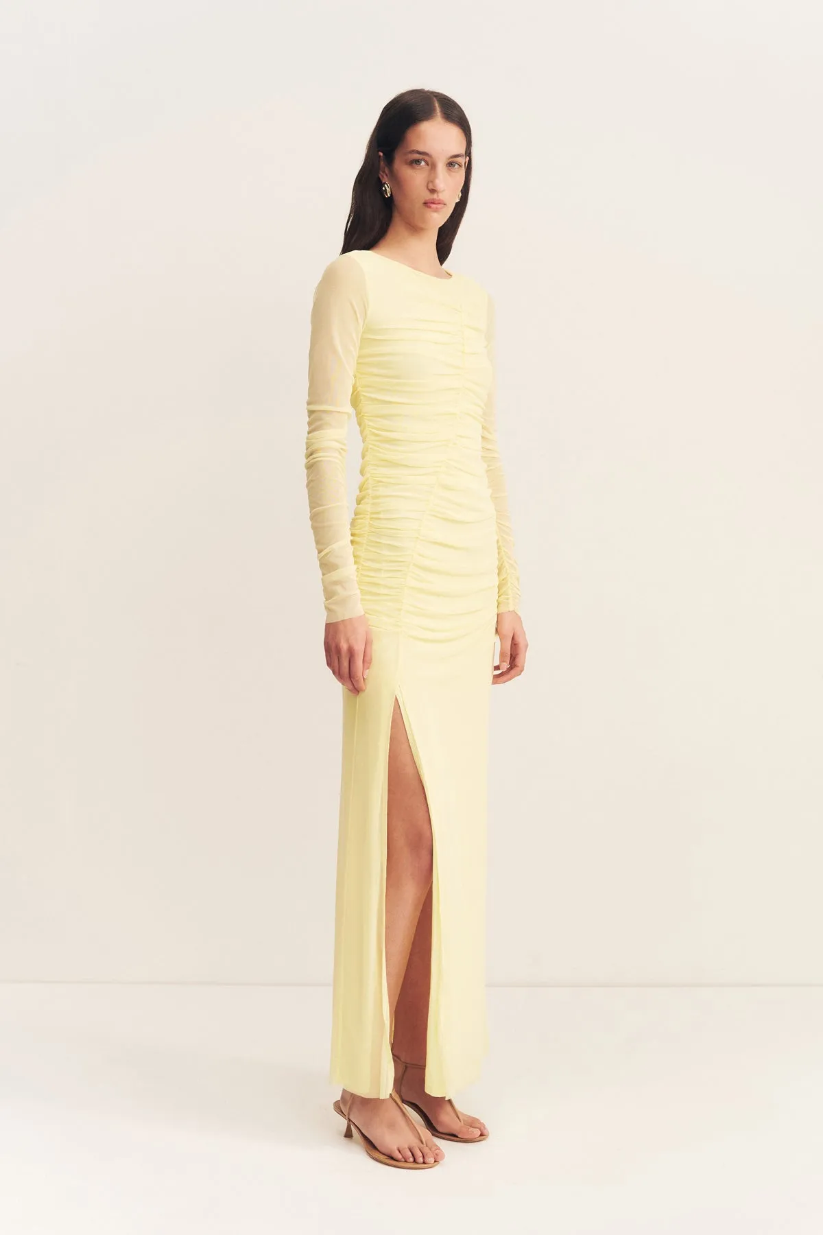 MIRA GATHERED MAXI DRESS - SHERBET YELLOW