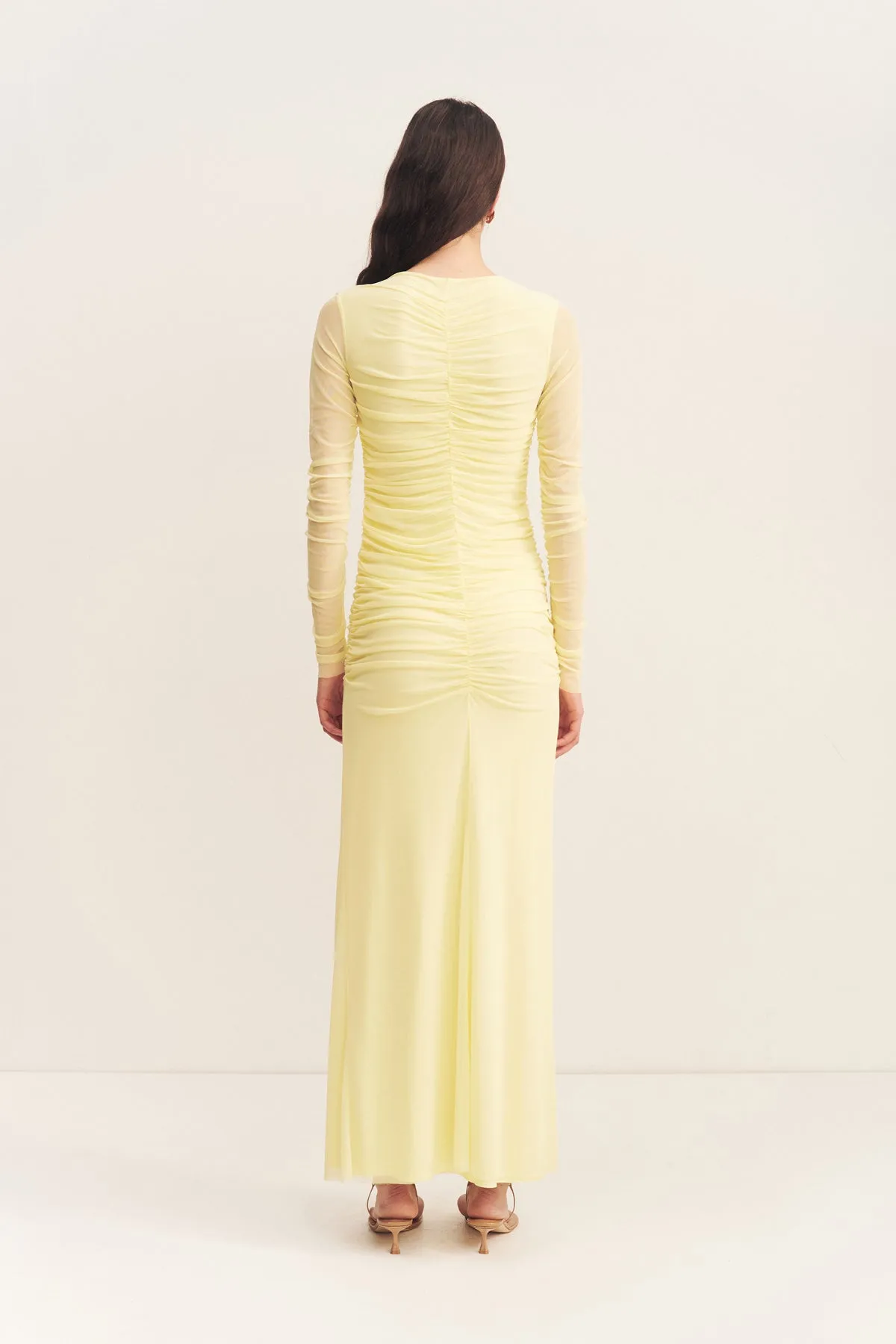 MIRA GATHERED MAXI DRESS - SHERBET YELLOW