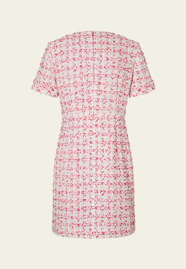 Mixed Lurex Tweed Pocketed Slim-fit Dress