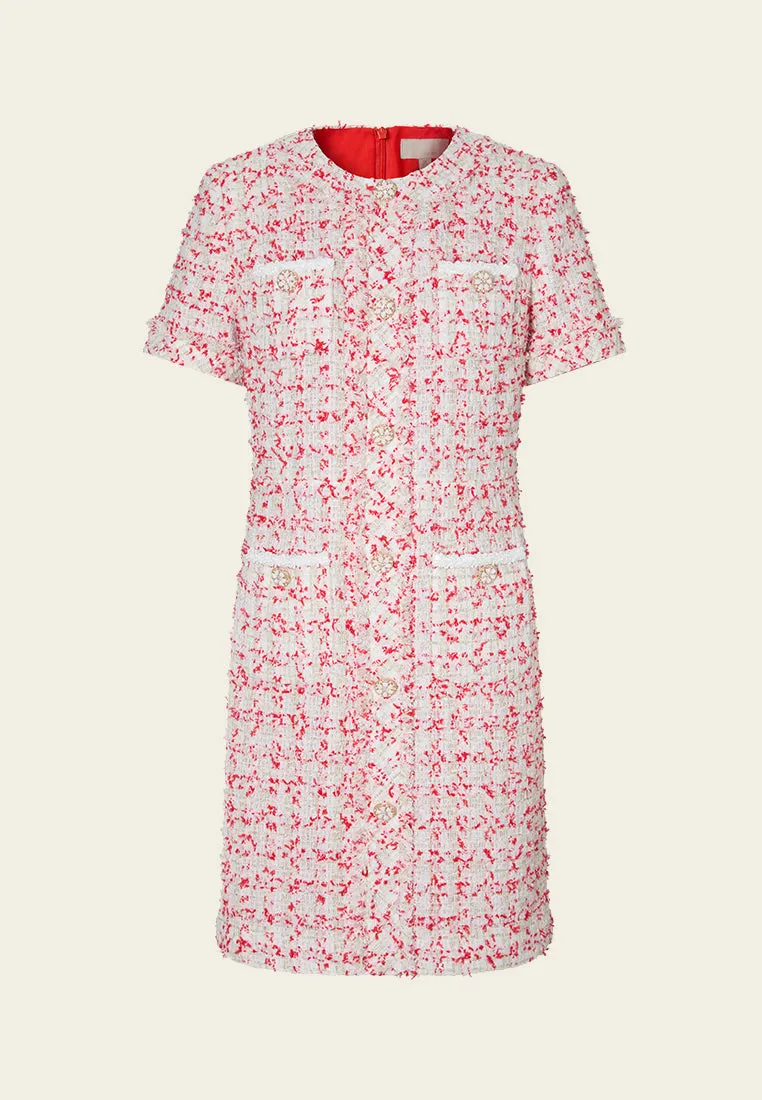 Mixed Lurex Tweed Pocketed Slim-fit Dress