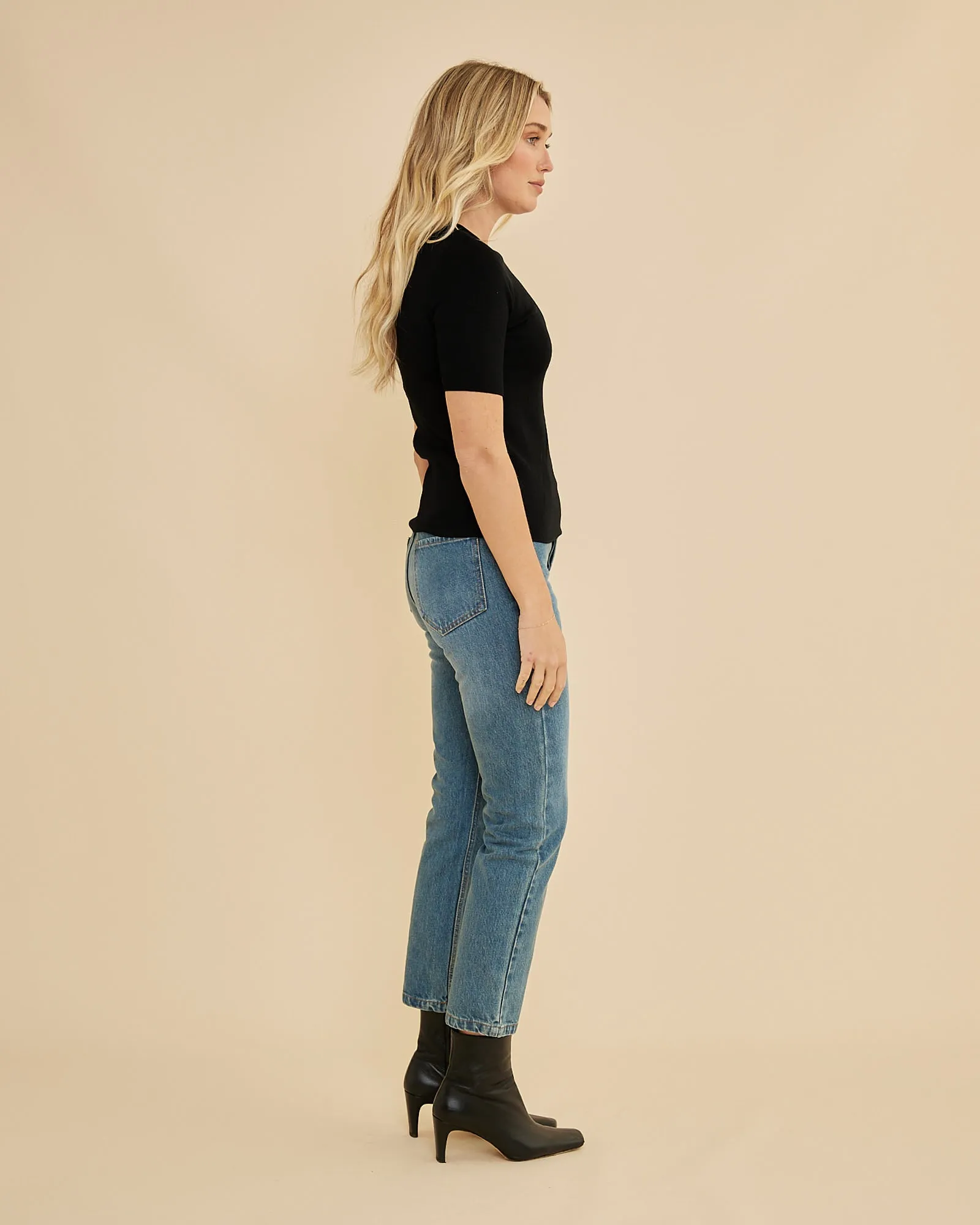 Molly Merino Knit Short Sleeve Top - Black