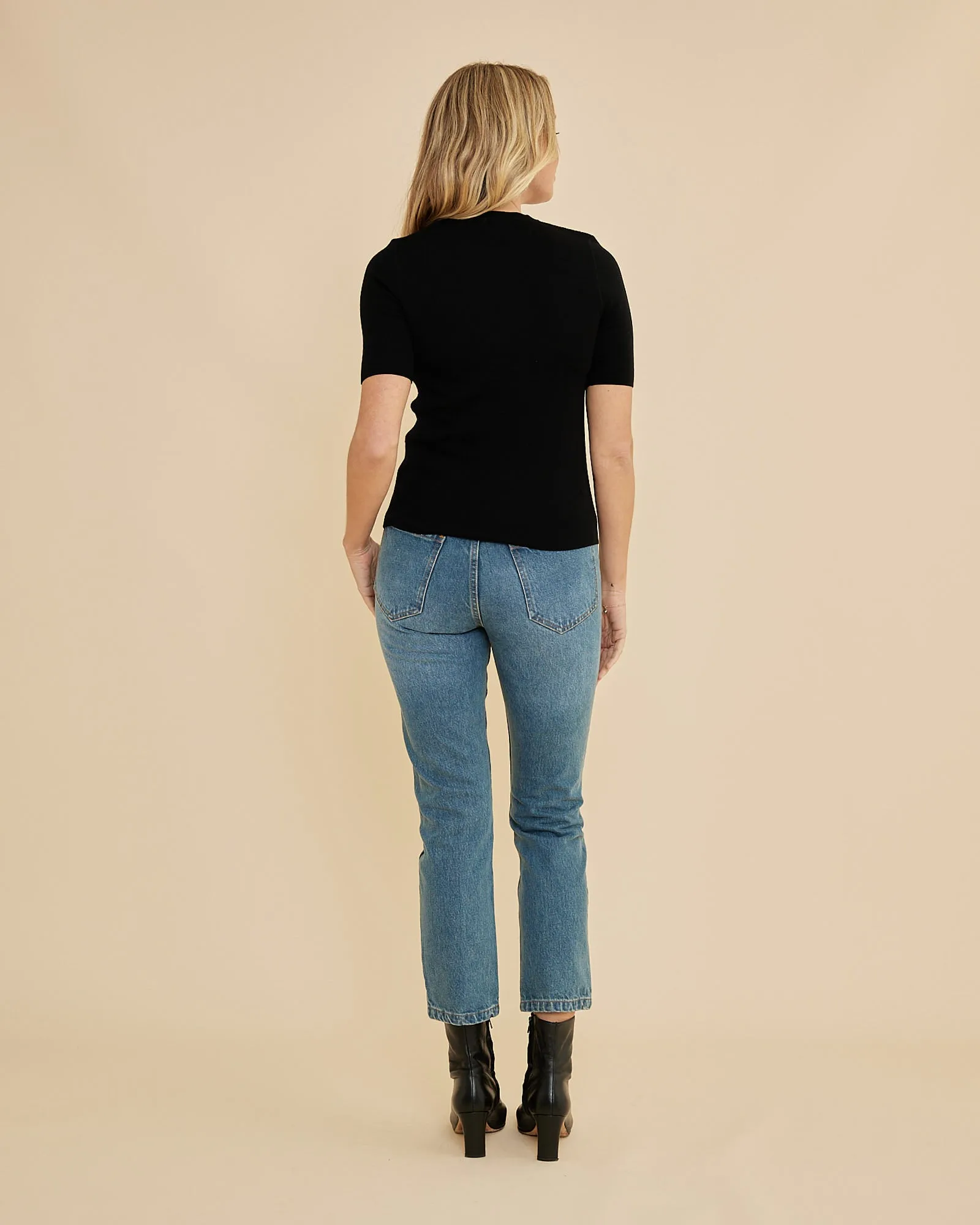 Molly Merino Knit Short Sleeve Top - Black