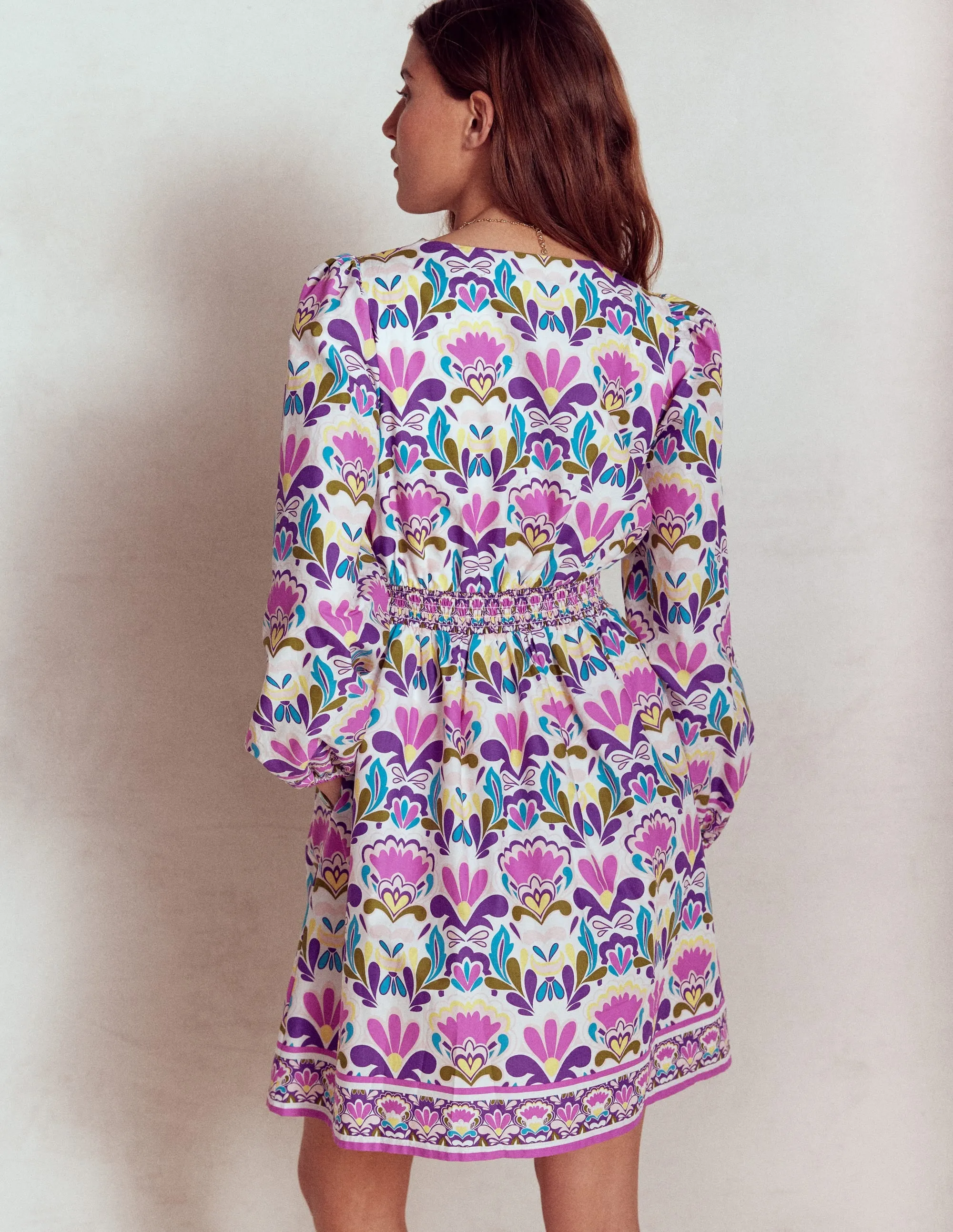 Mya Cotton Short Dress-Royal Purple. Fiesta Stamp