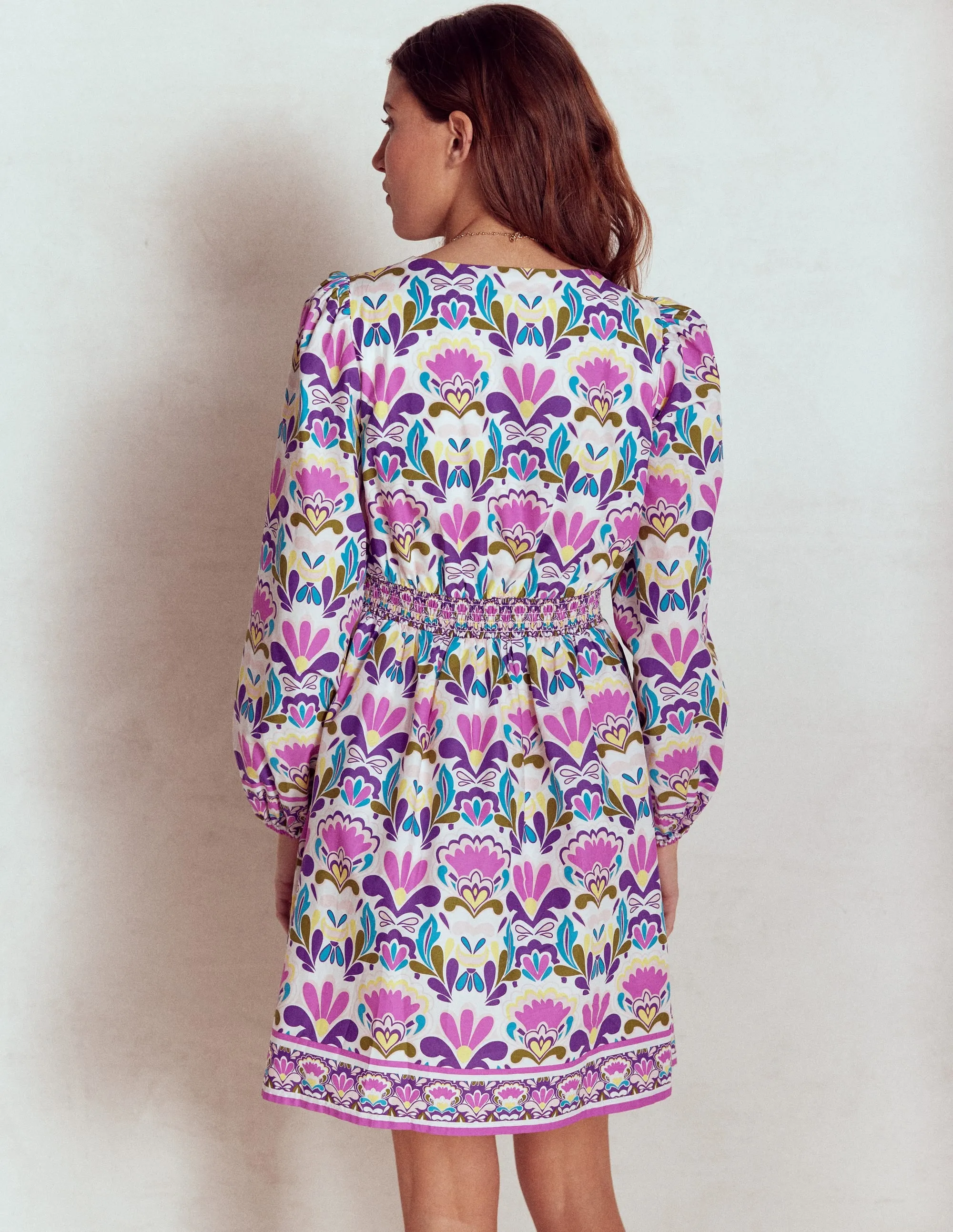 Mya Cotton Short Dress-Royal Purple. Fiesta Stamp