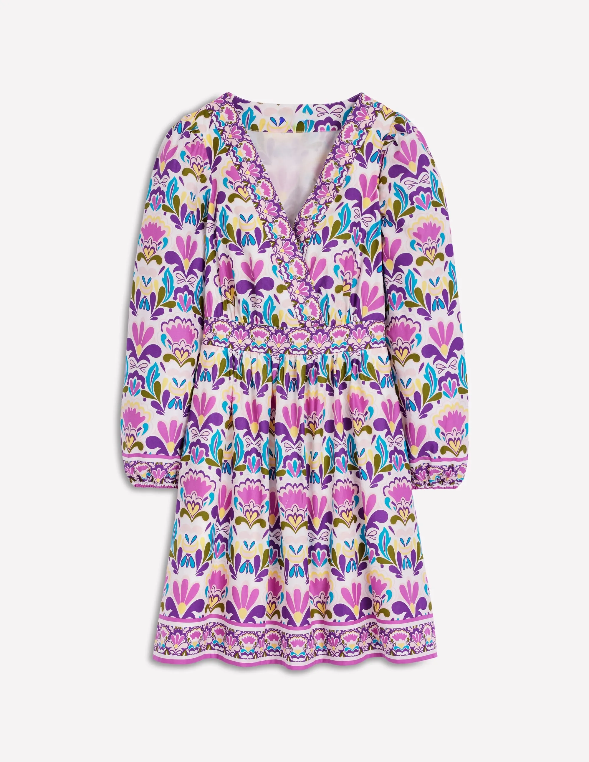Mya Cotton Short Dress-Royal Purple. Fiesta Stamp