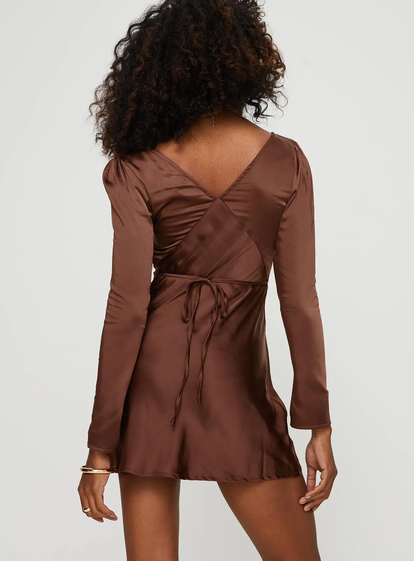 Nellie Long Sleeve Mini Dress Chocolate