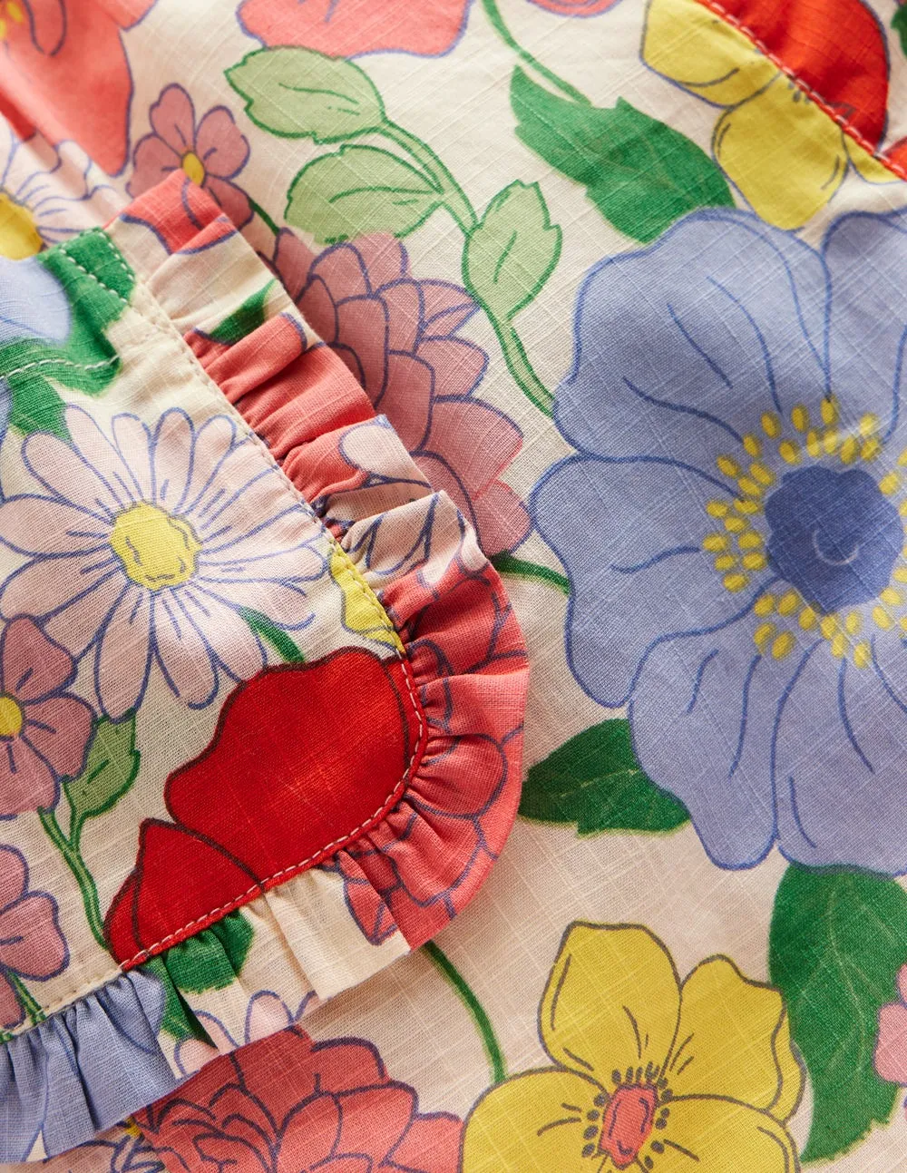 Nostalgic Frill Trousers-Multi Summer Garden