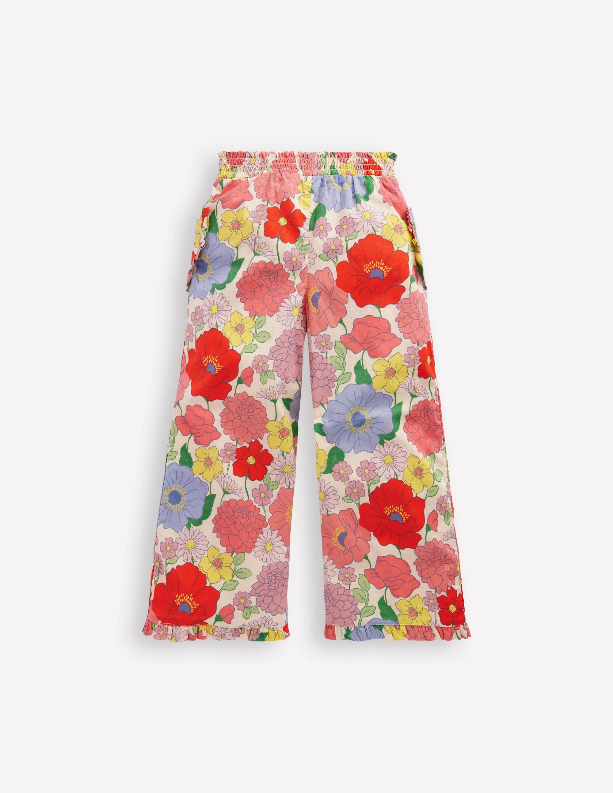 Nostalgic Frill Trousers-Multi Summer Garden