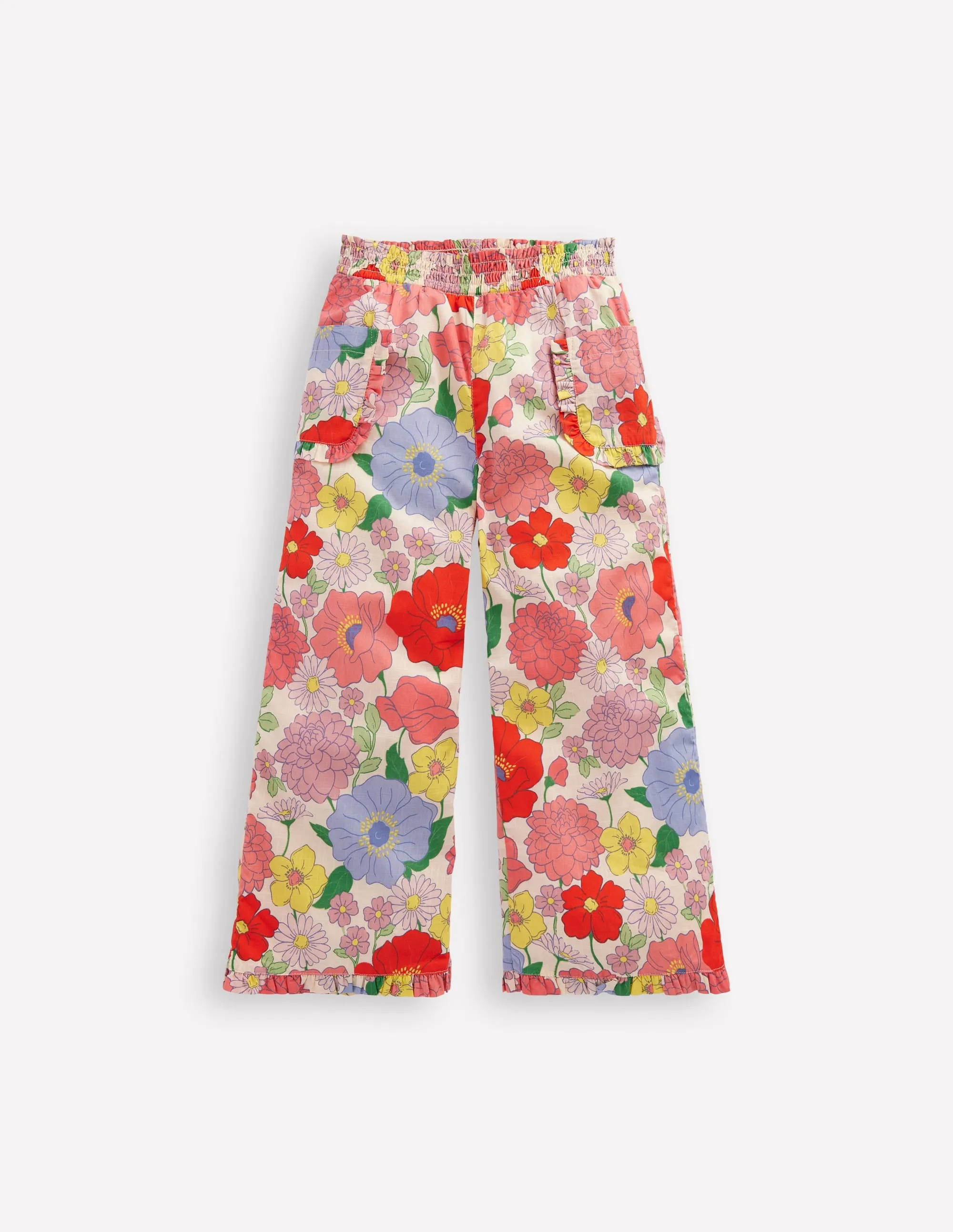 Nostalgic Frill Trousers-Multi Summer Garden