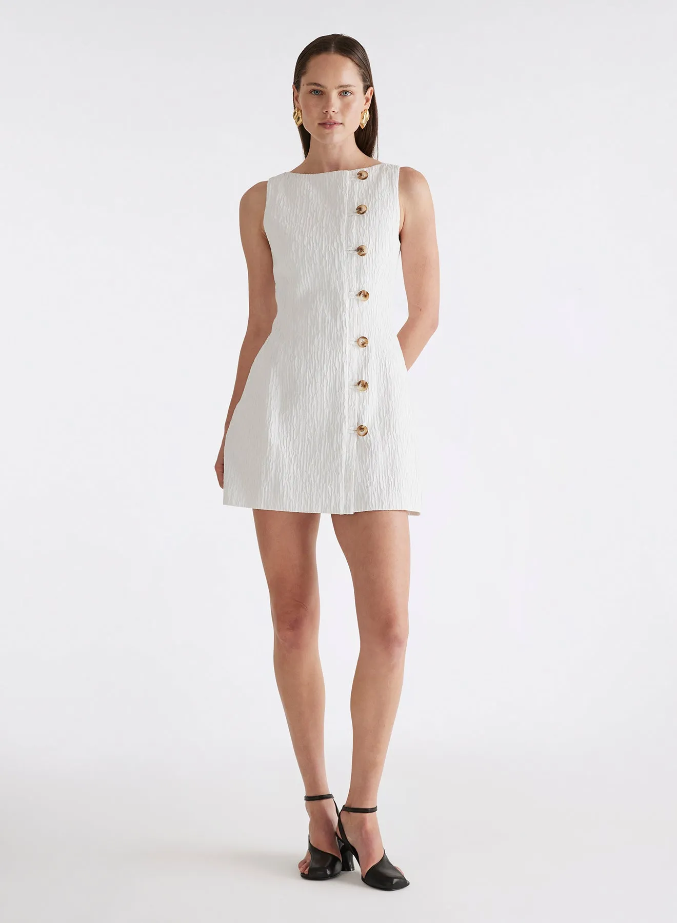OLYMPIA DRESS (WHITE CRINKLE)