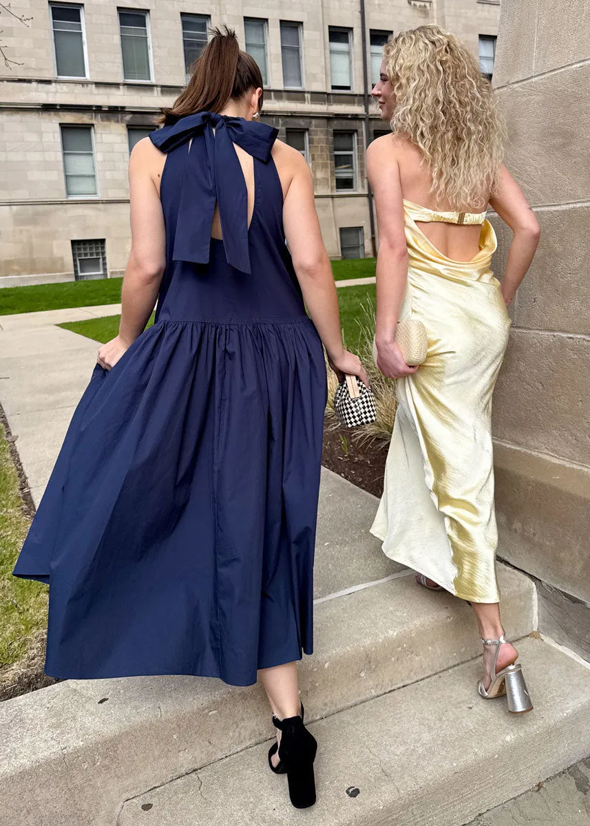 Pearce Bow Back Midi Dress - Navy
