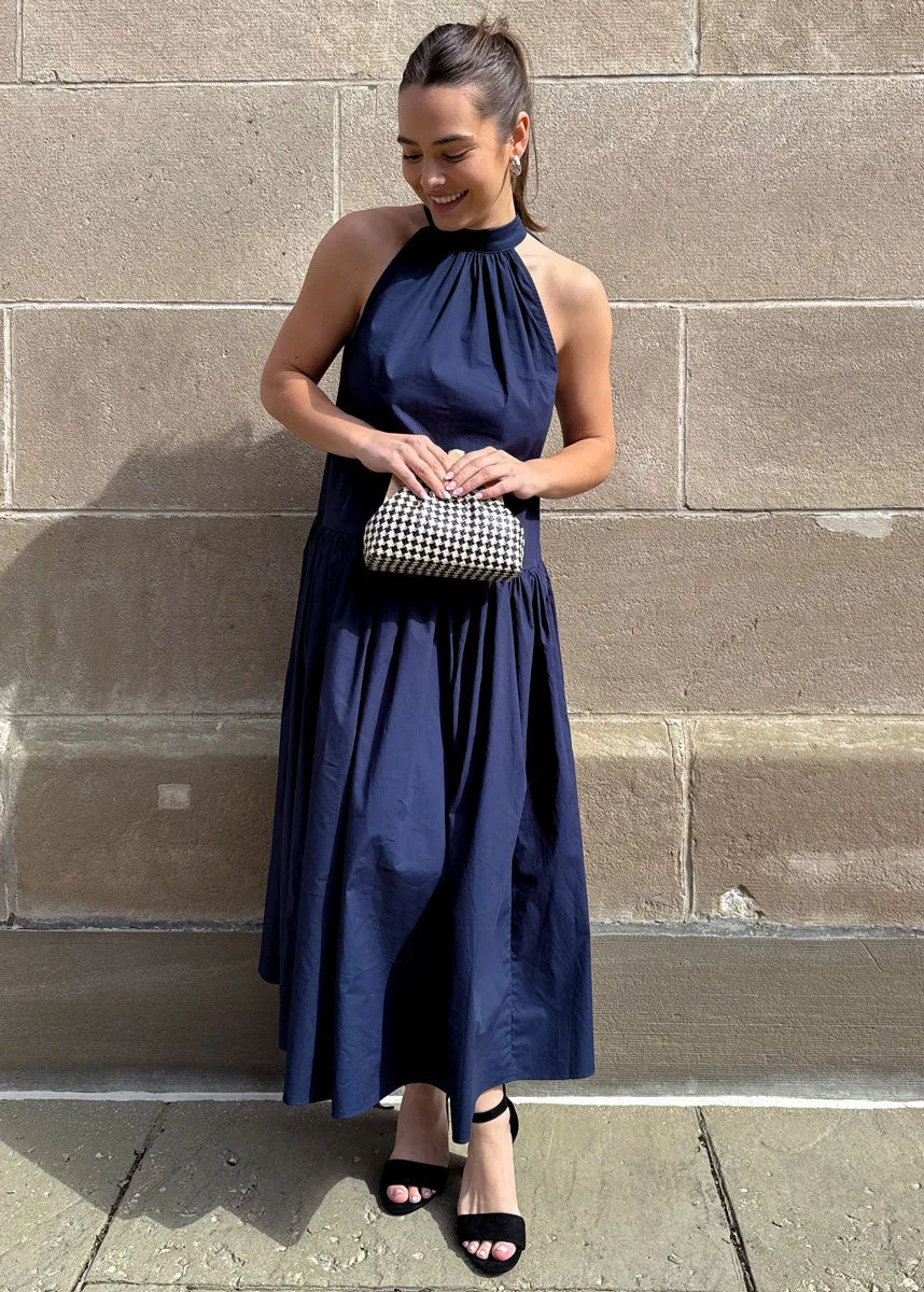 Pearce Bow Back Midi Dress - Navy