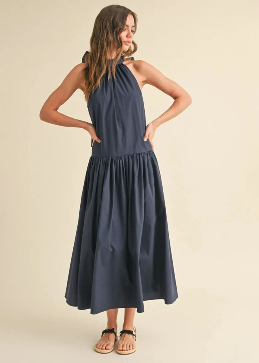 Pearce Bow Back Midi Dress - Navy
