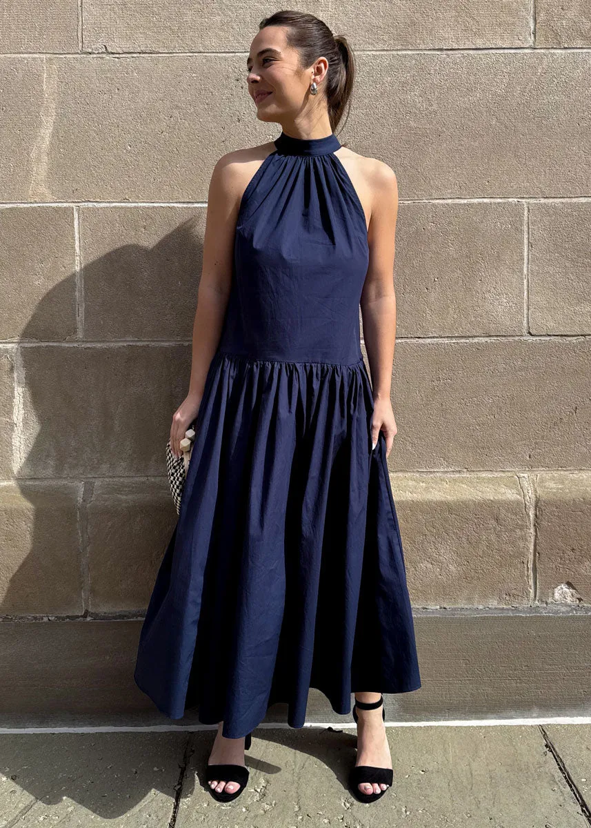 Pearce Bow Back Midi Dress - Navy