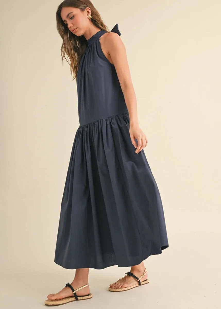Pearce Bow Back Midi Dress - Navy