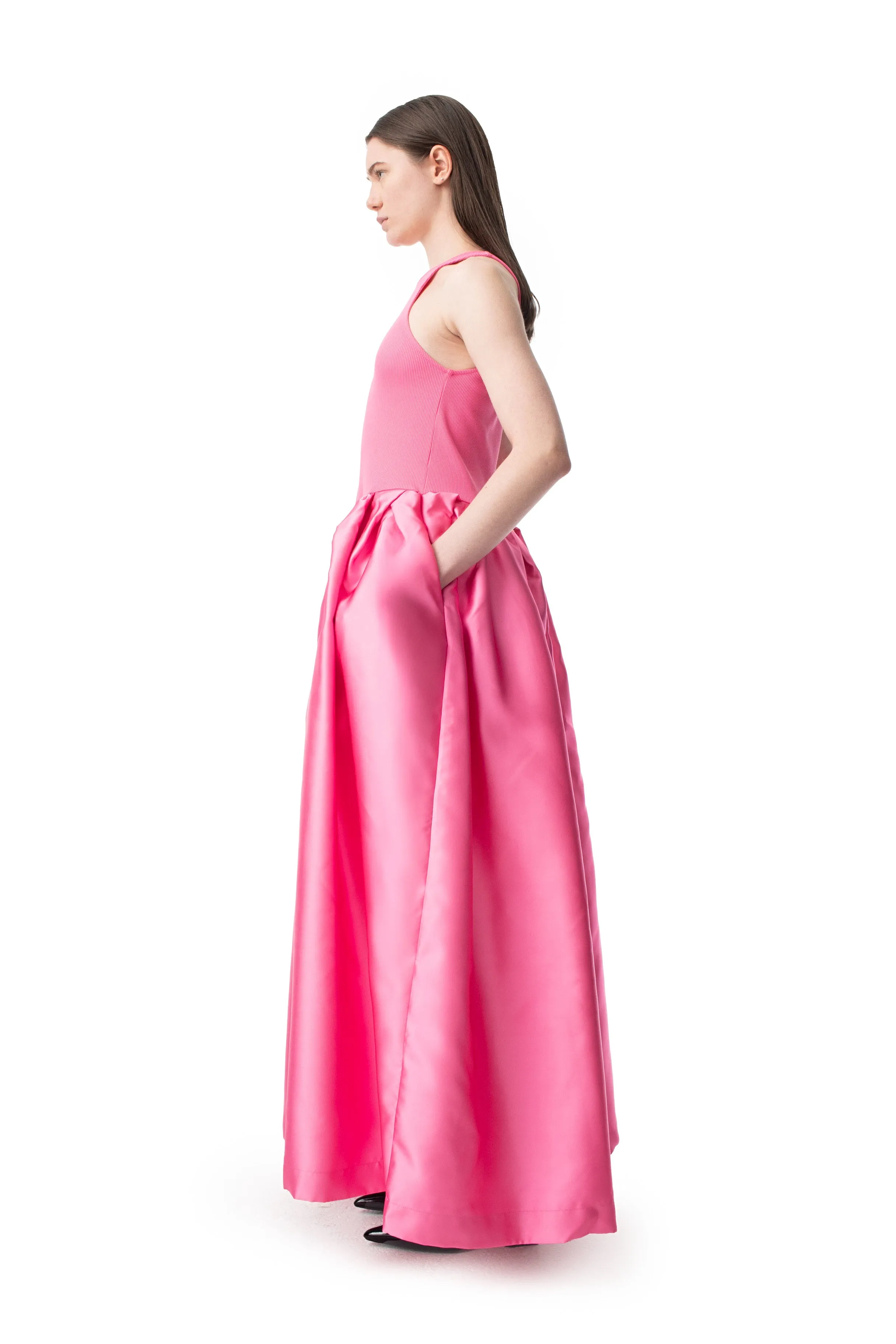 PINK DRESS WITH TANK TOP SCOOPED