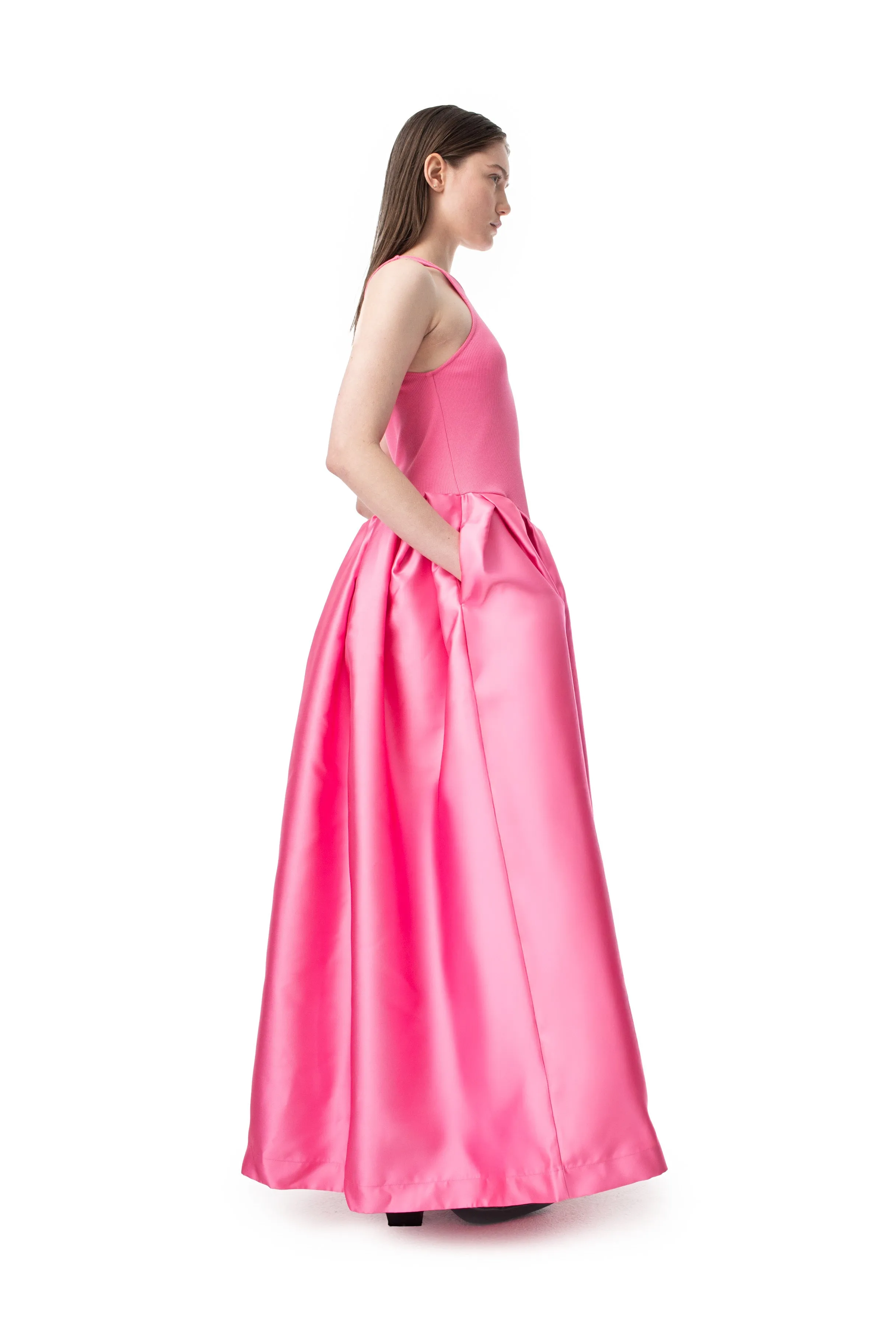 PINK DRESS WITH TANK TOP SCOOPED