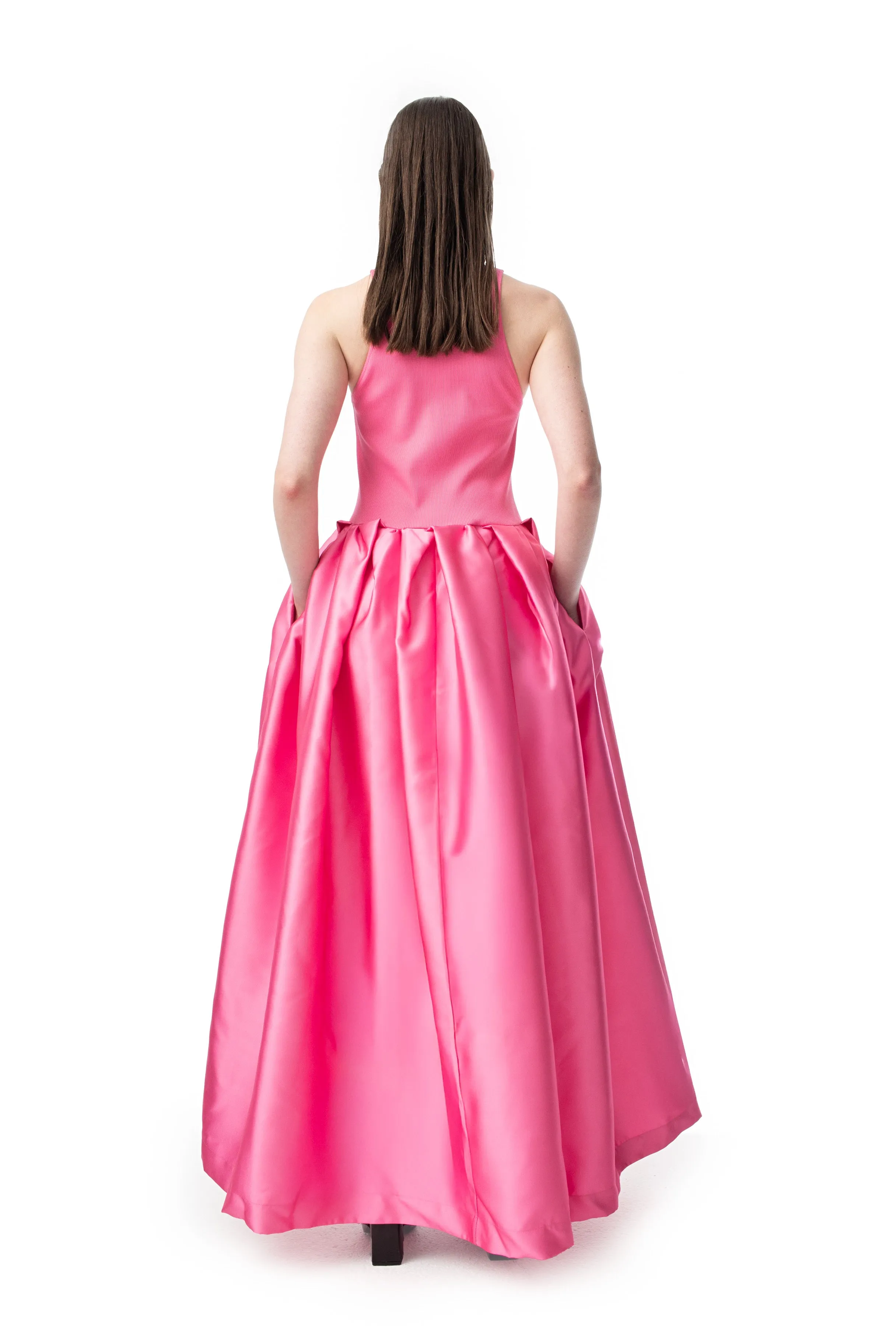 PINK DRESS WITH TANK TOP SCOOPED