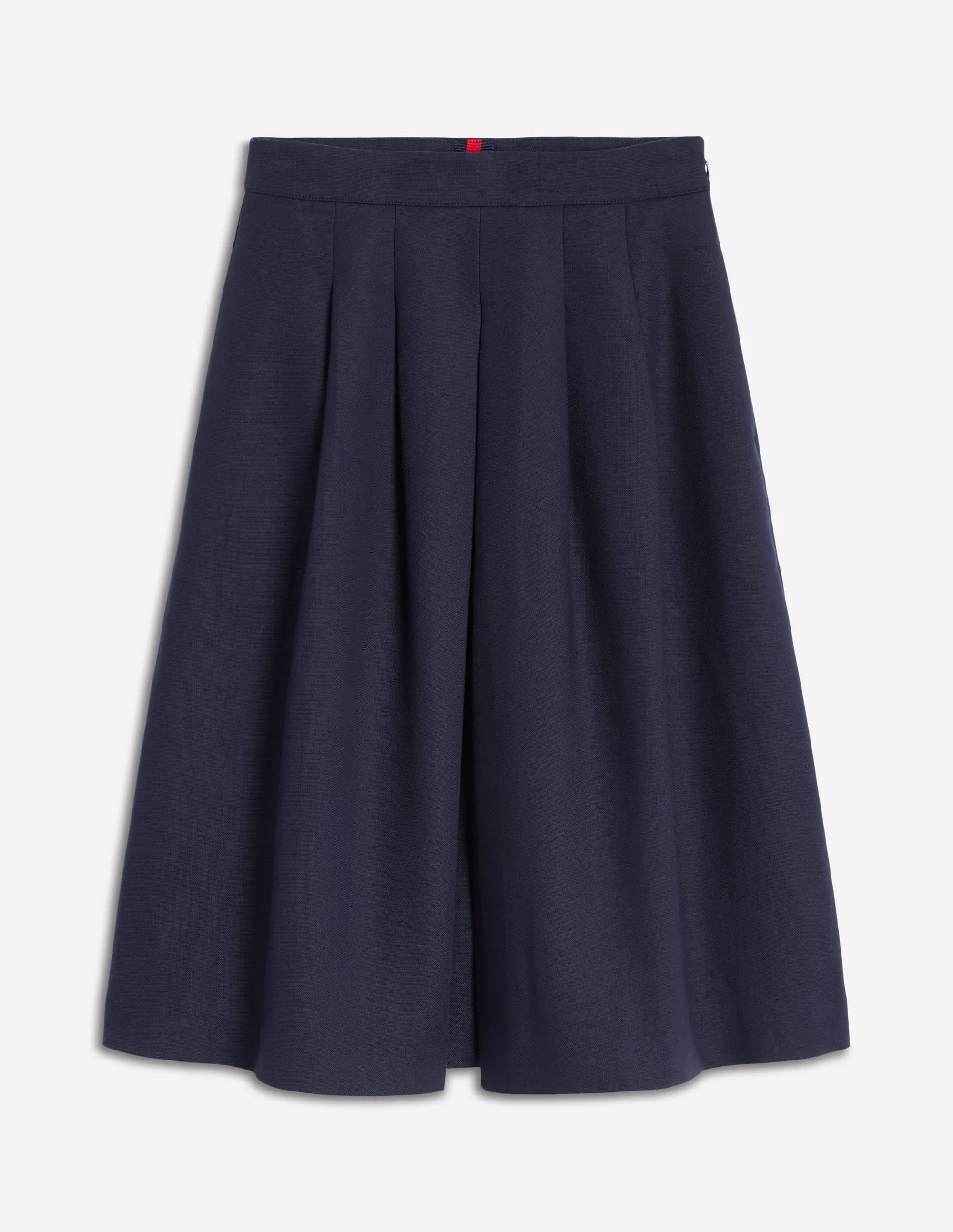 Pleat Detail Midi Skirt-Navy