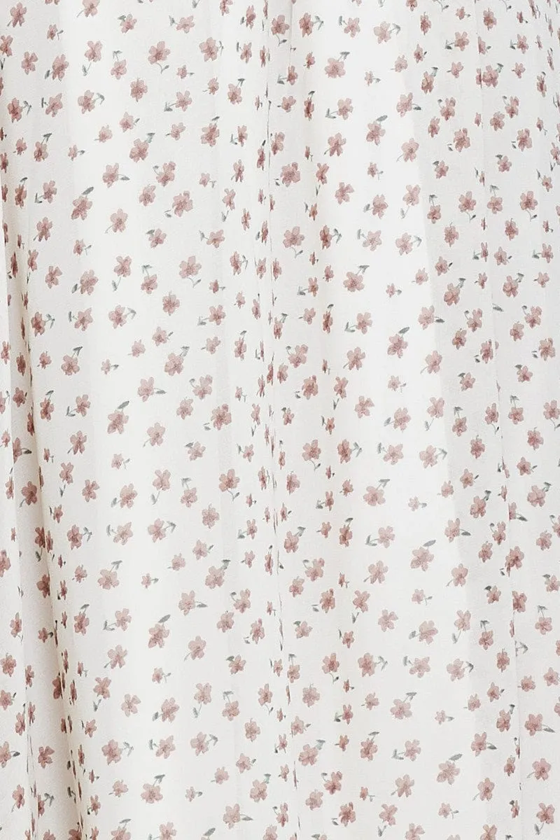 Print Midi Dress Short Sleeve Round Neck