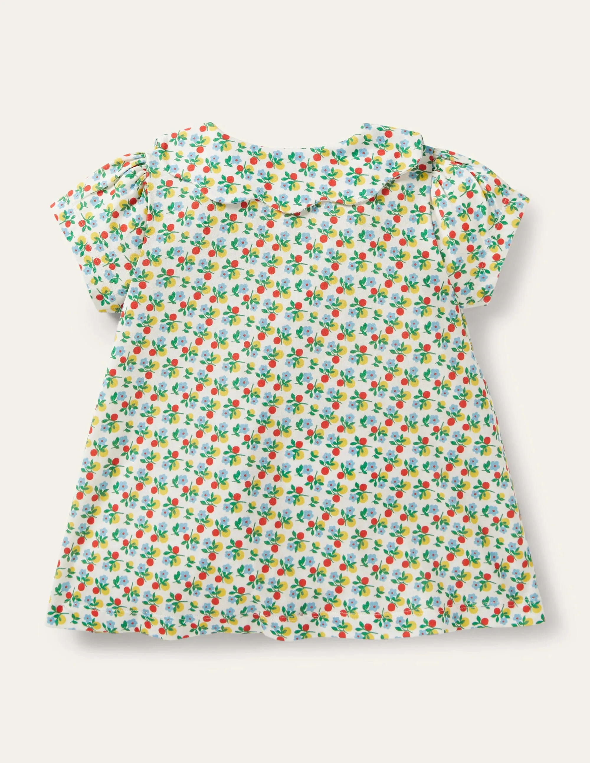 Printed Collar Top-Ivory Berry Blossom