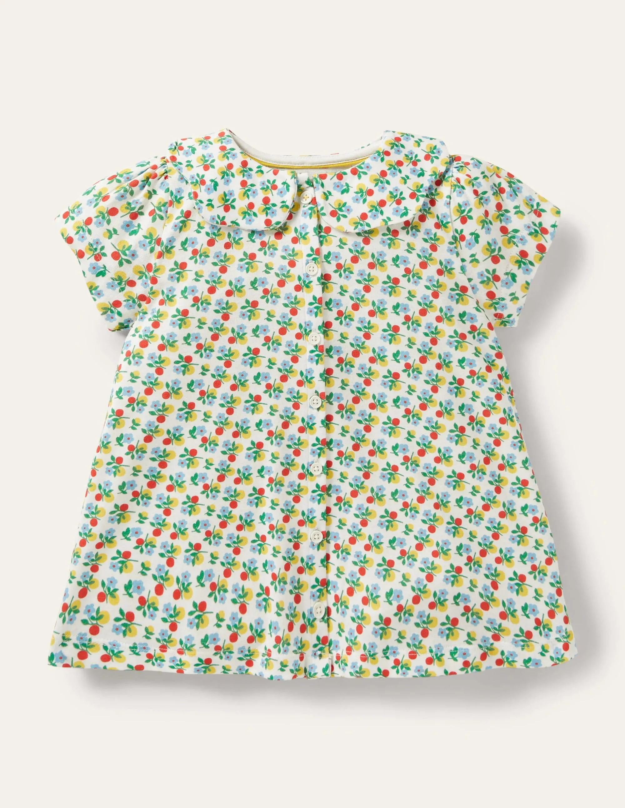 Printed Collar Top-Ivory Berry Blossom
