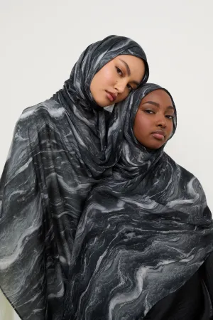 Printed Modal Hijab - Midnight Marble